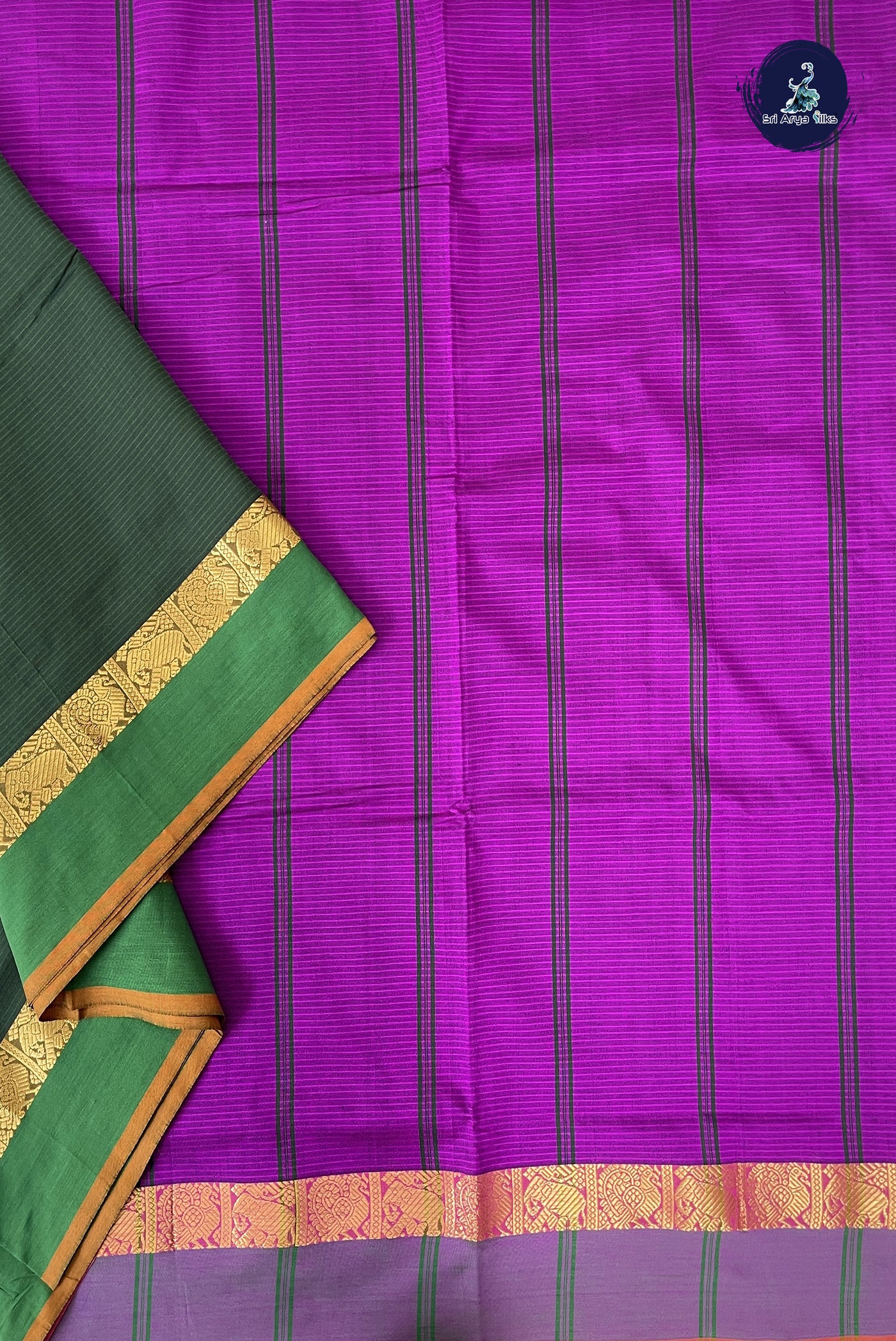 Teal Madisar Semi Silk Cotton Saree With Doria Lines Pattern