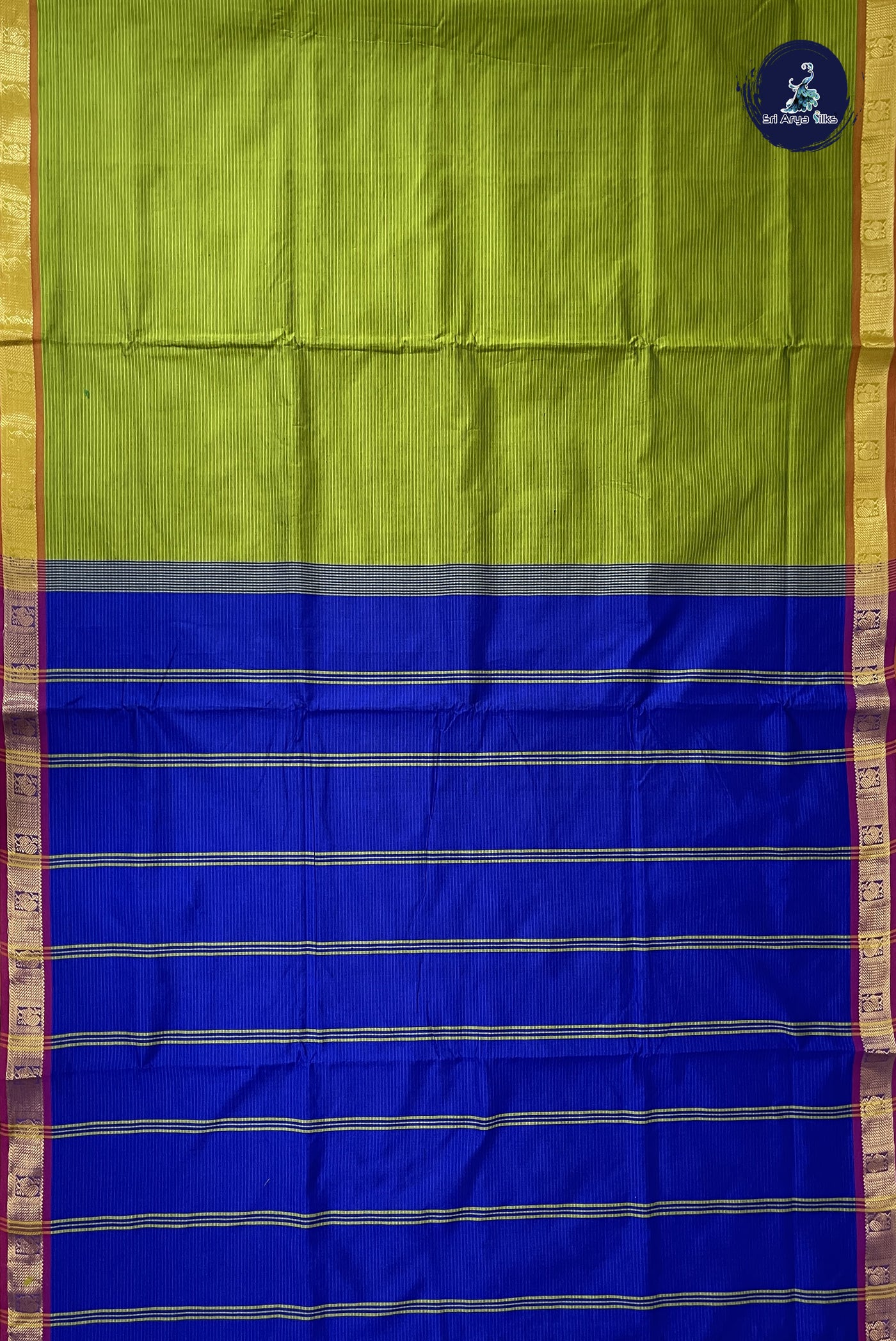 Light Green Madisar Semi Silk Cotton Saree With Doria Lines Pattern