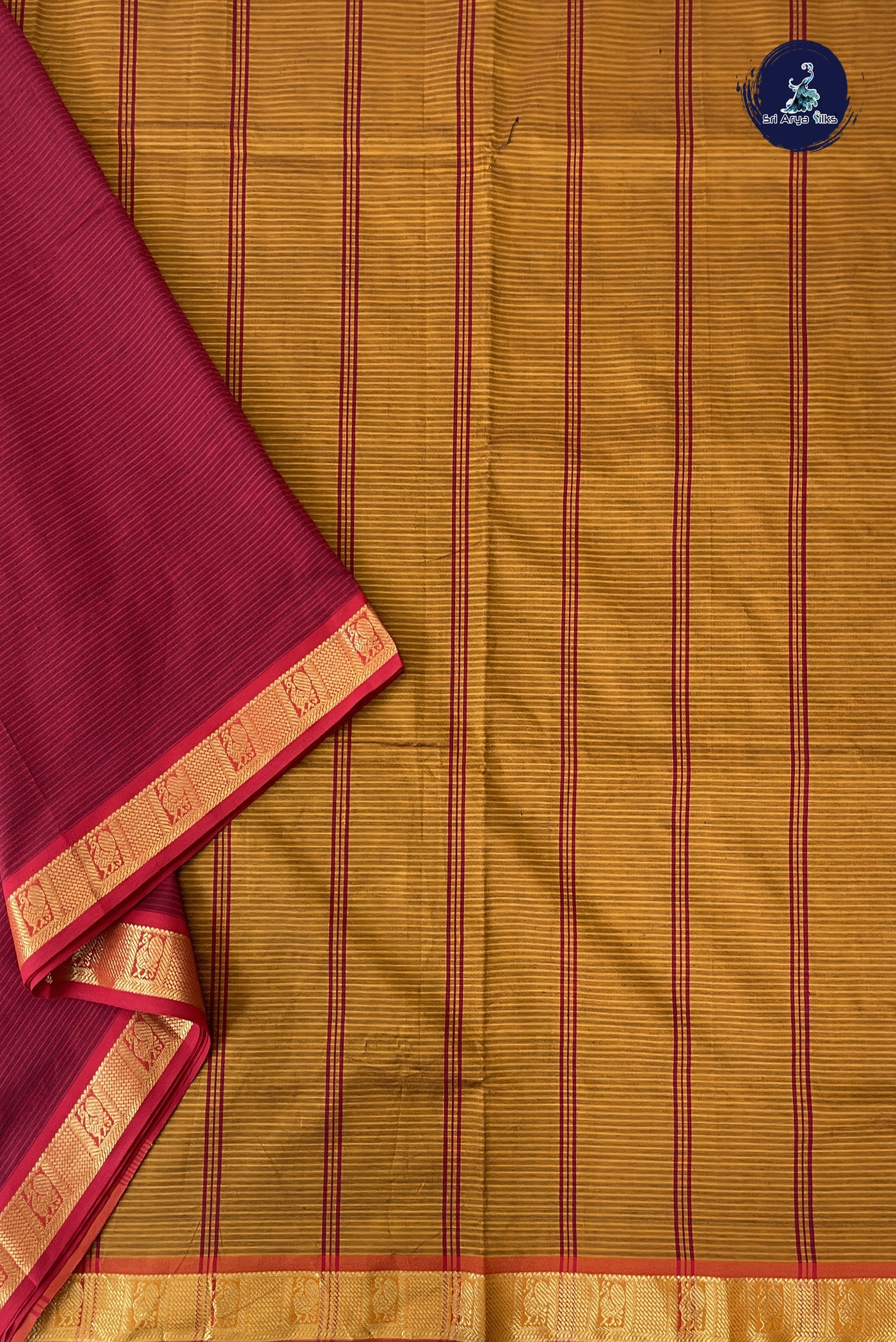 Maroon Madisar Semi Silk Cotton Saree With Doria Lines Pattern