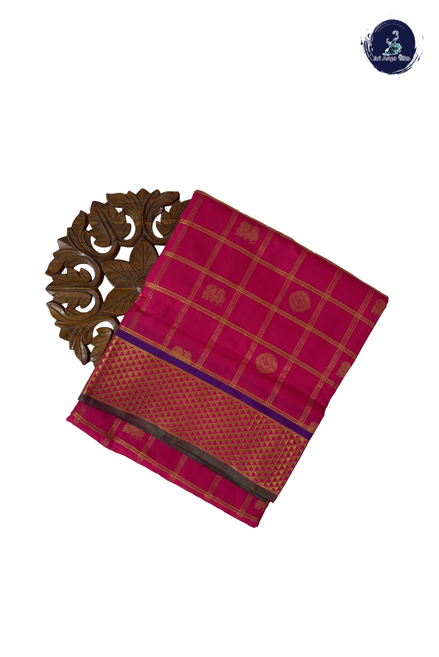 Pink 10 Yards Semi Silk With Zari Checked Pattern
