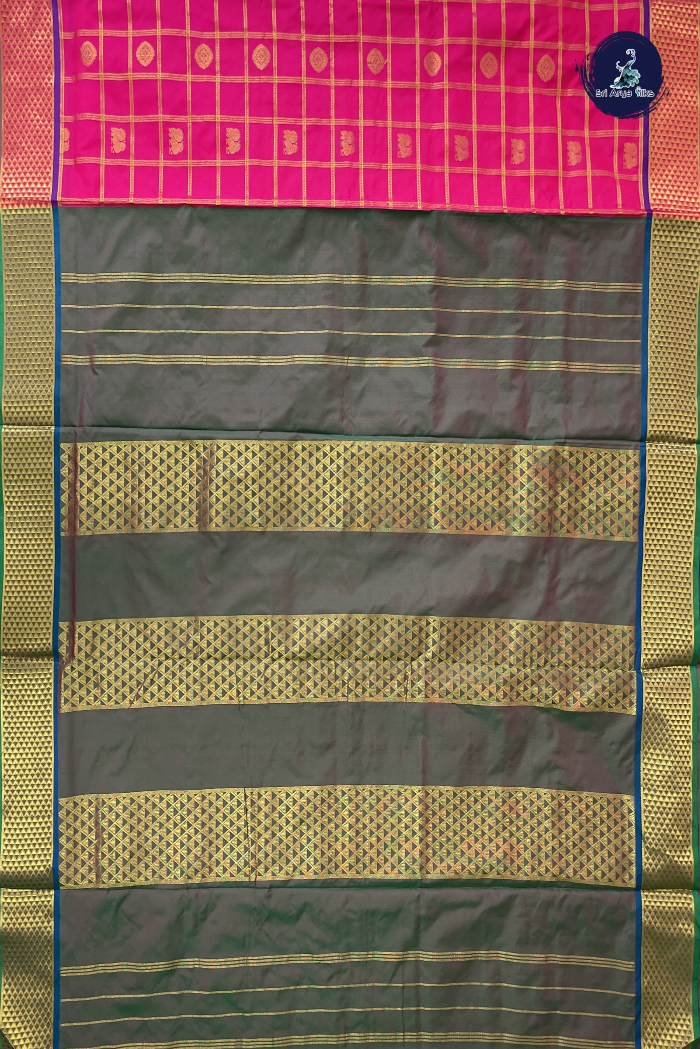 Pink 10 Yards Semi Silk With Zari Checked Pattern