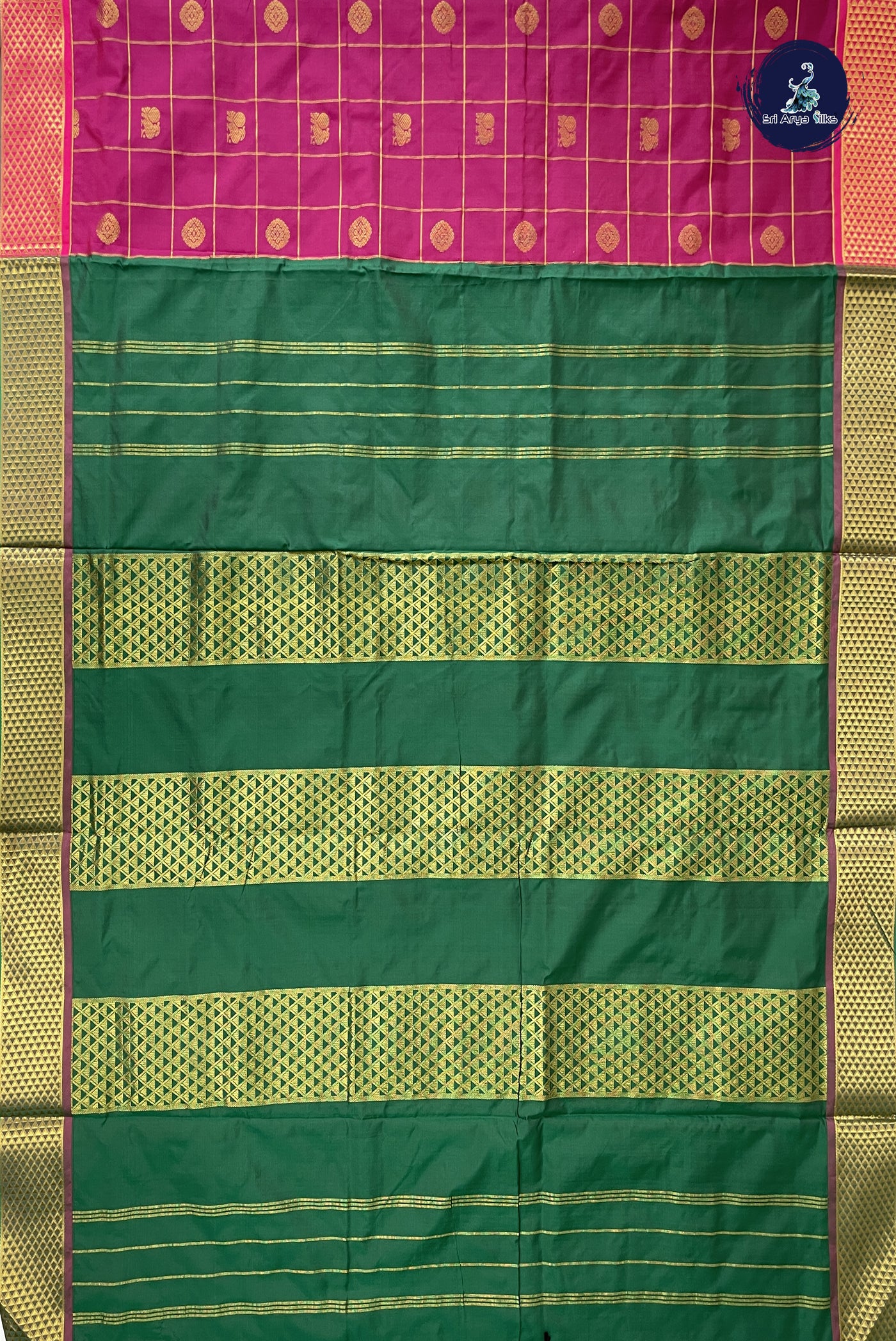 Pinkish Maroon 10 Yards Semi Silk With Zari Checked Pattern