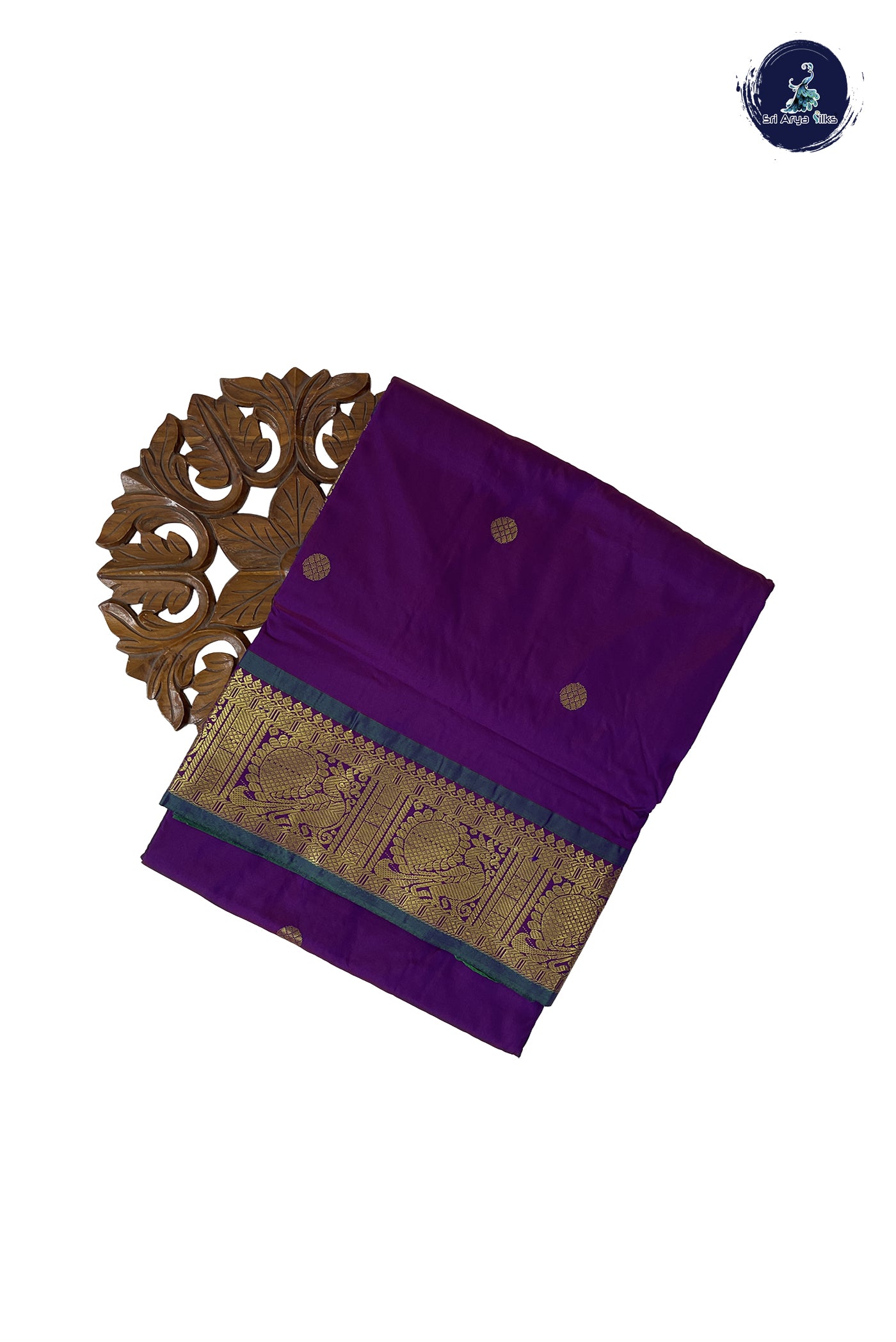 Purple 10 Yards Semi Silk With Zari Buttas Pattern