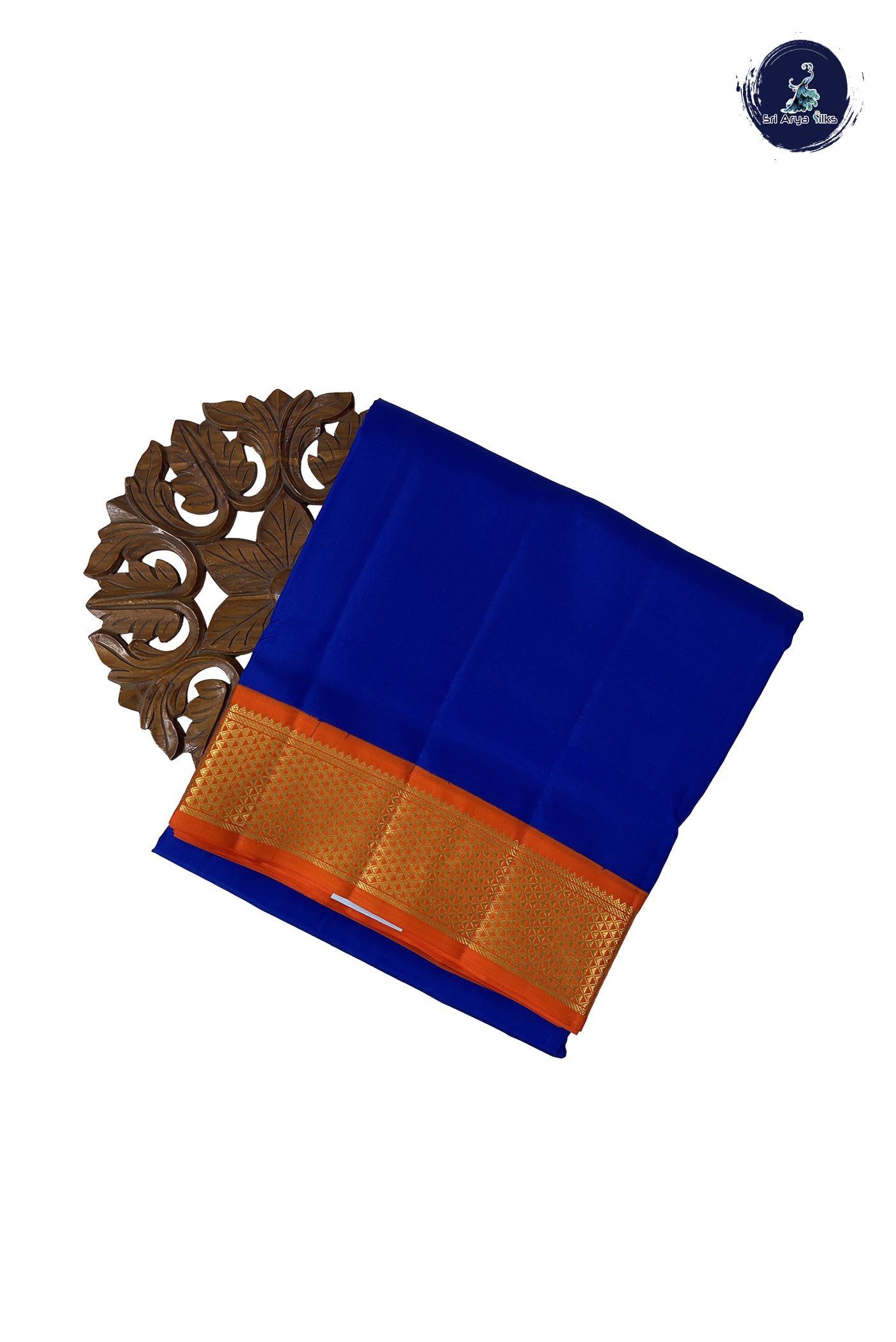 MS Blue Madisar 10 Yards Silk Saree With Plain Pattern