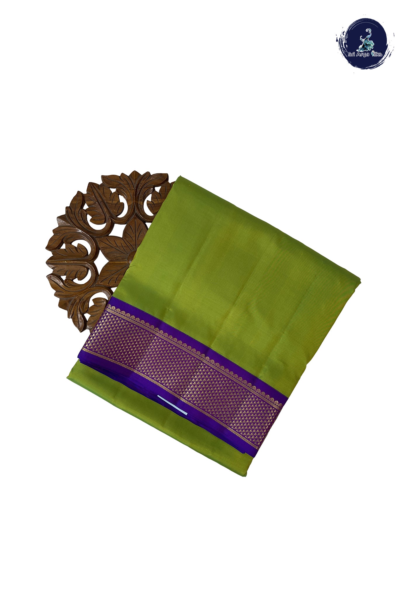 Lime Green Madisar 10 Yards Silk Saree With Plain Pattern