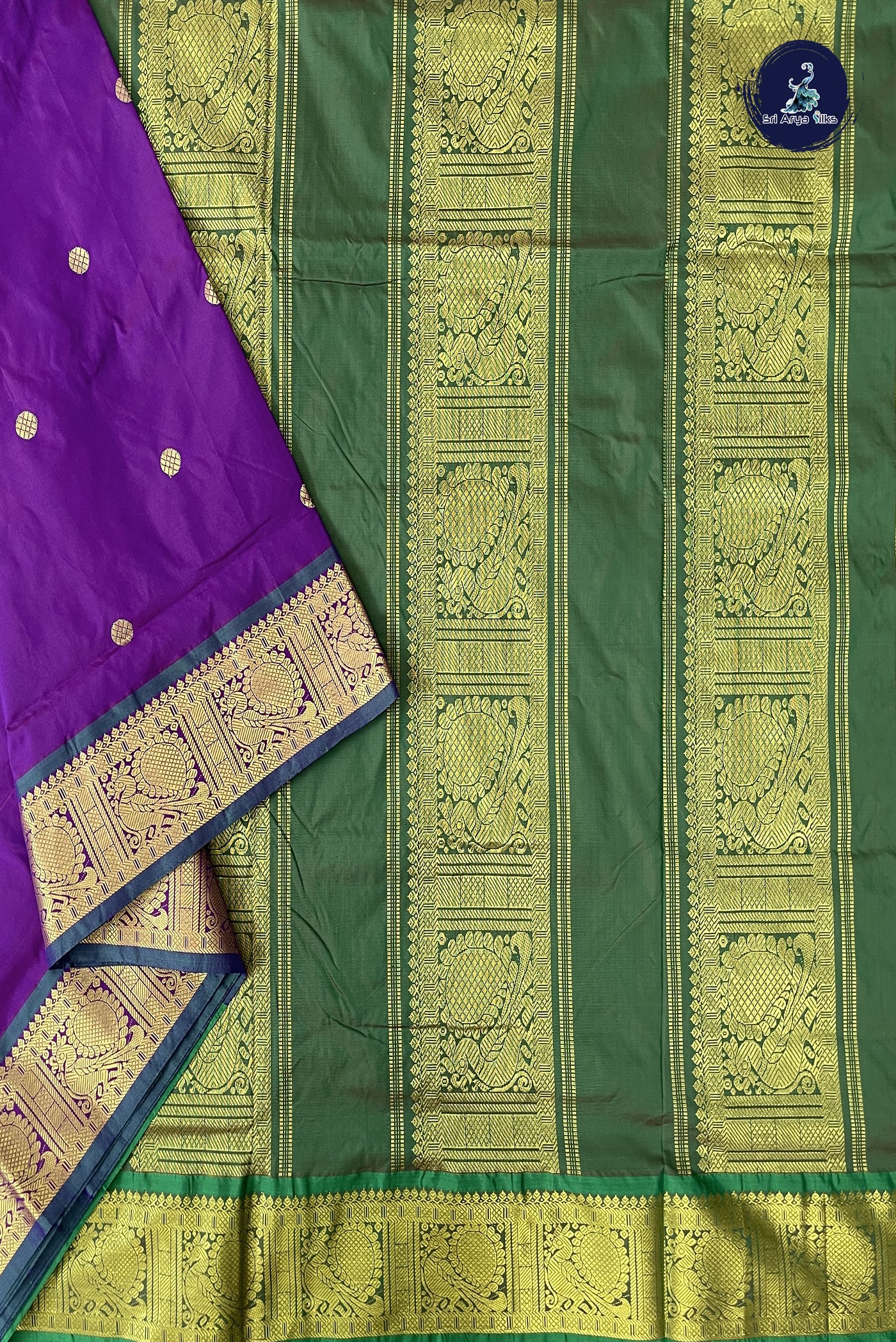 Dual Tone Purple 12 Yards Madisar Saree With Zari Buttas Pattern