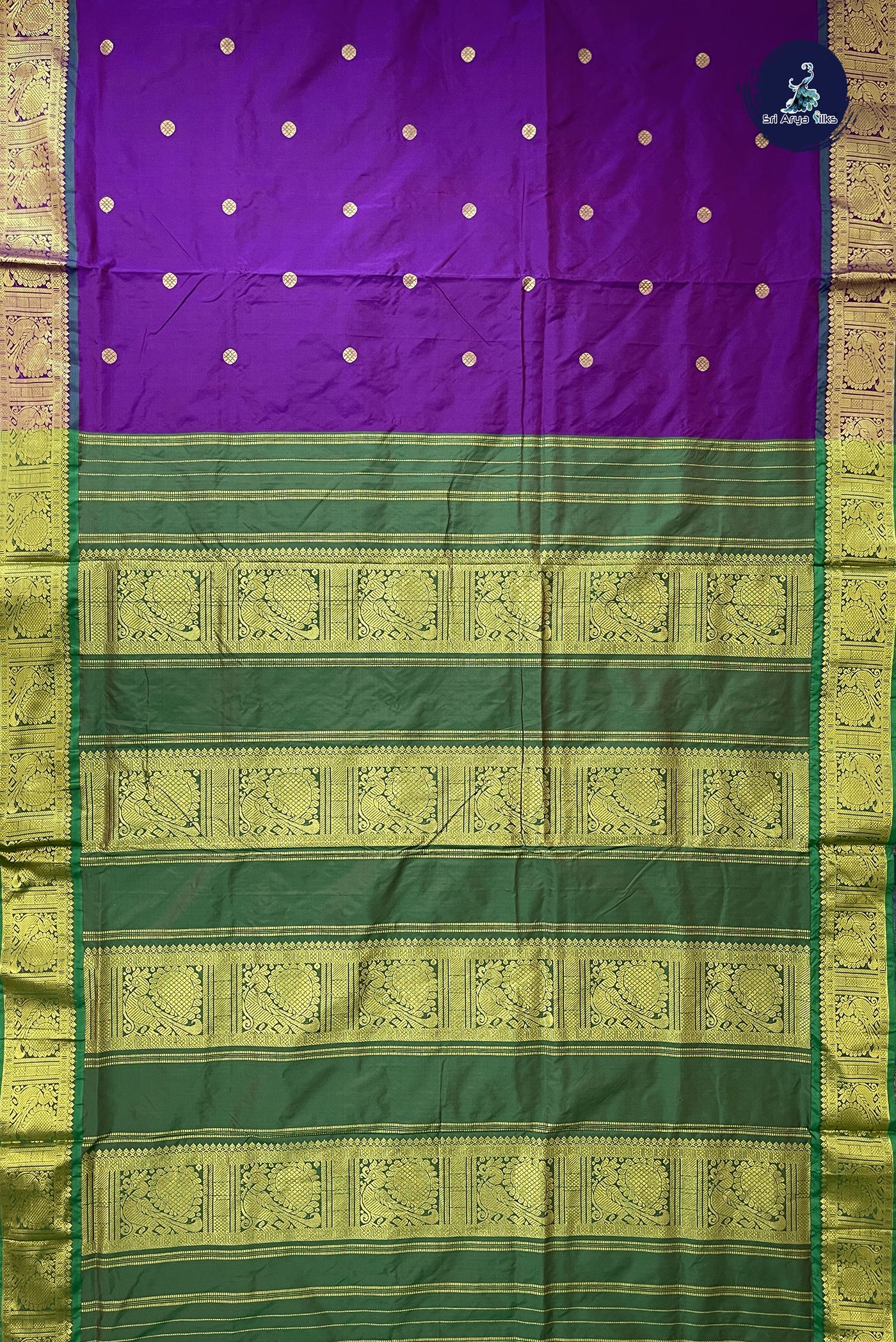 Dual Tone Purple 12 Yards Madisar Saree With Zari Buttas Pattern