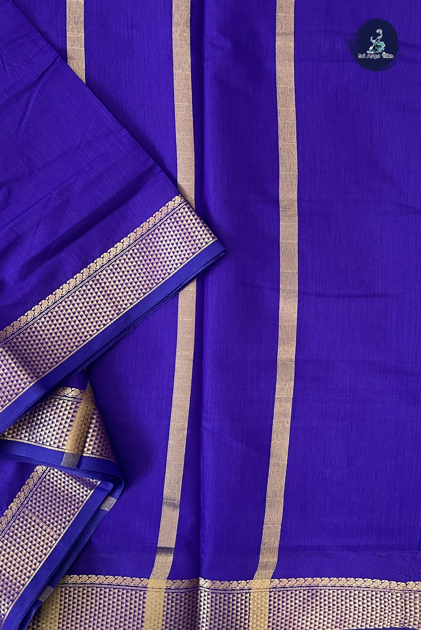 Violet Madisar Semi Silk Cotton Saree With Plain Pattern