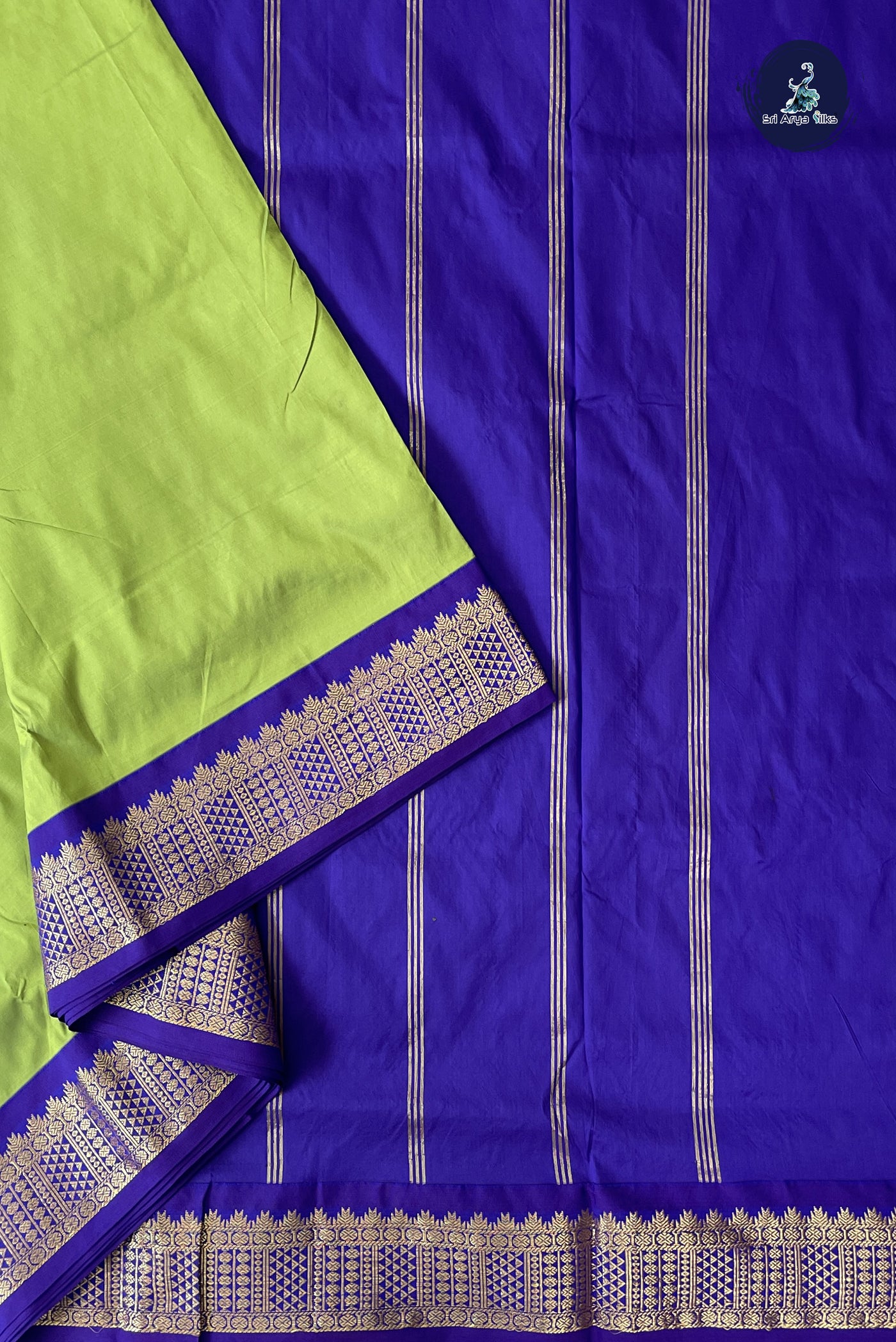 Light Green Madisar Semi Silk Saree With Plain Pattern