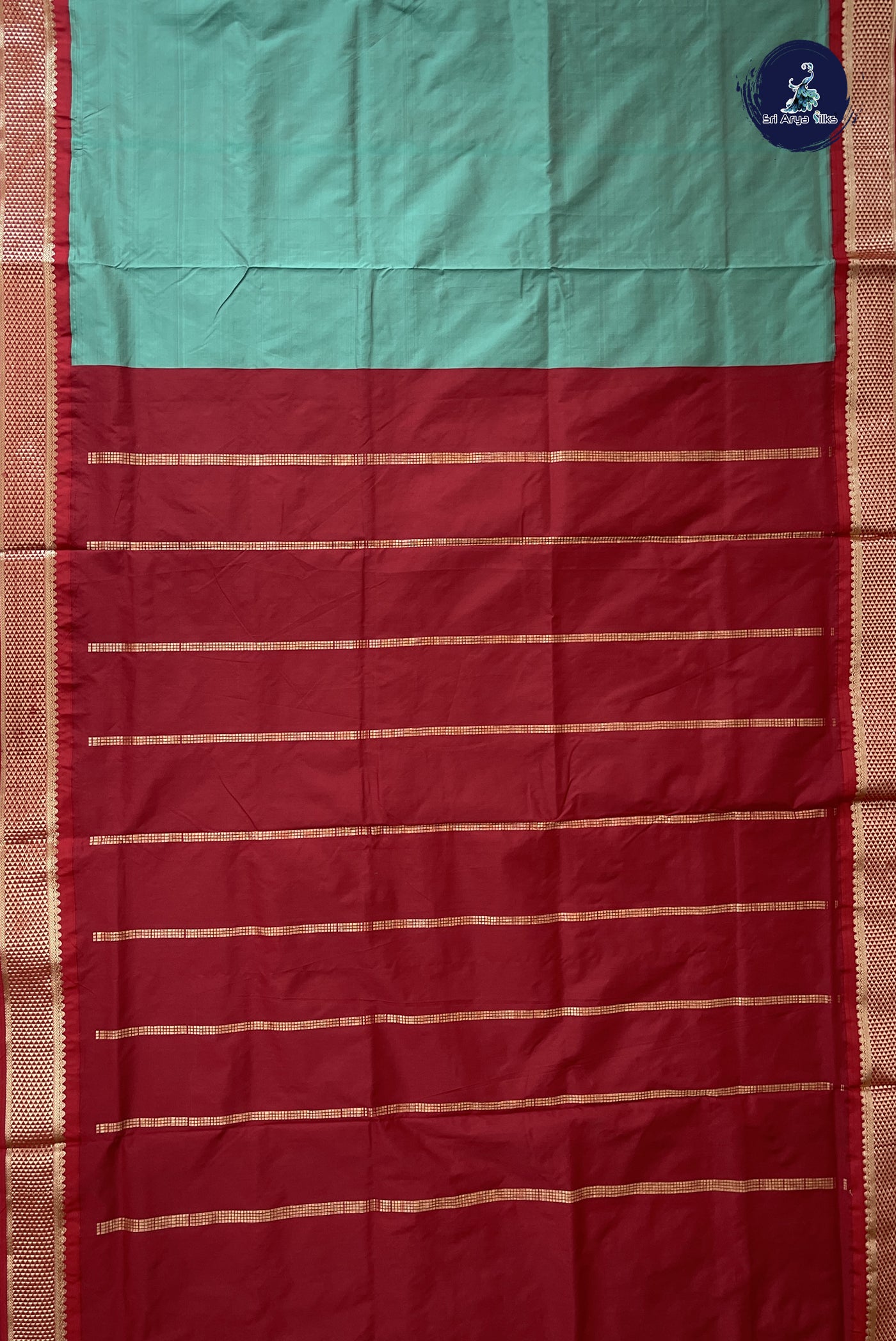 Pastel Green Madisar Semi Silk Saree With Plain Pattern