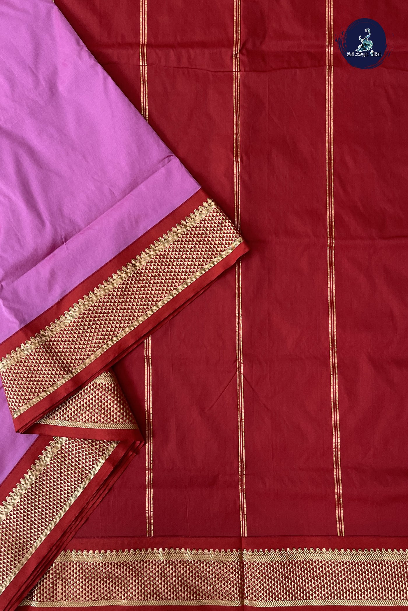Pink Madisar Semi Silk Saree With Plain Pattern