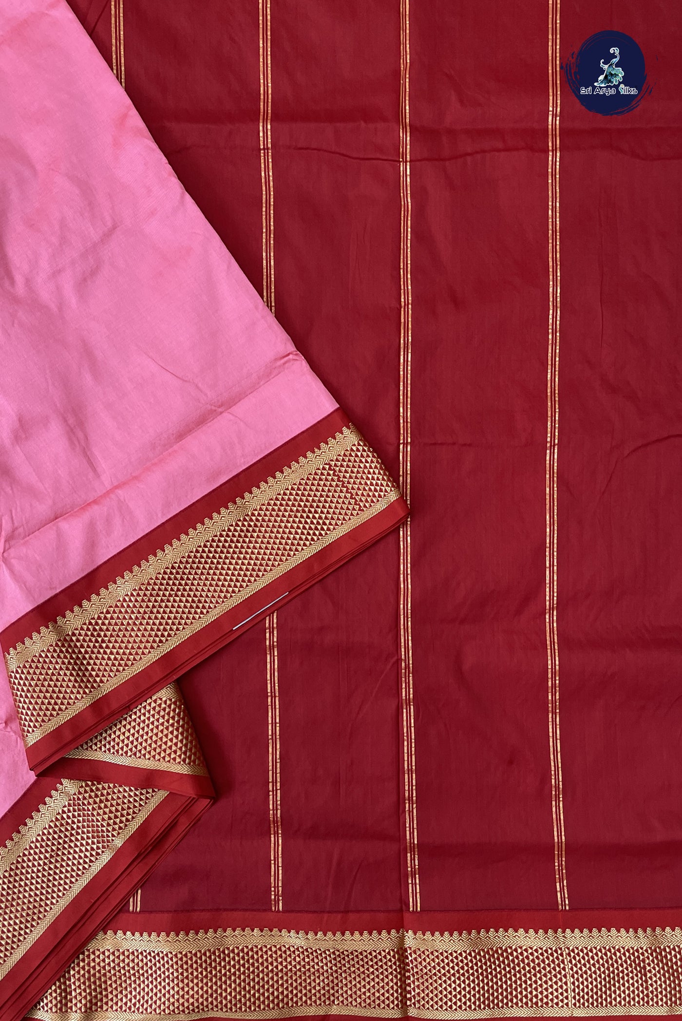 Pink Madisar Semi Silk Saree With Plain Pattern