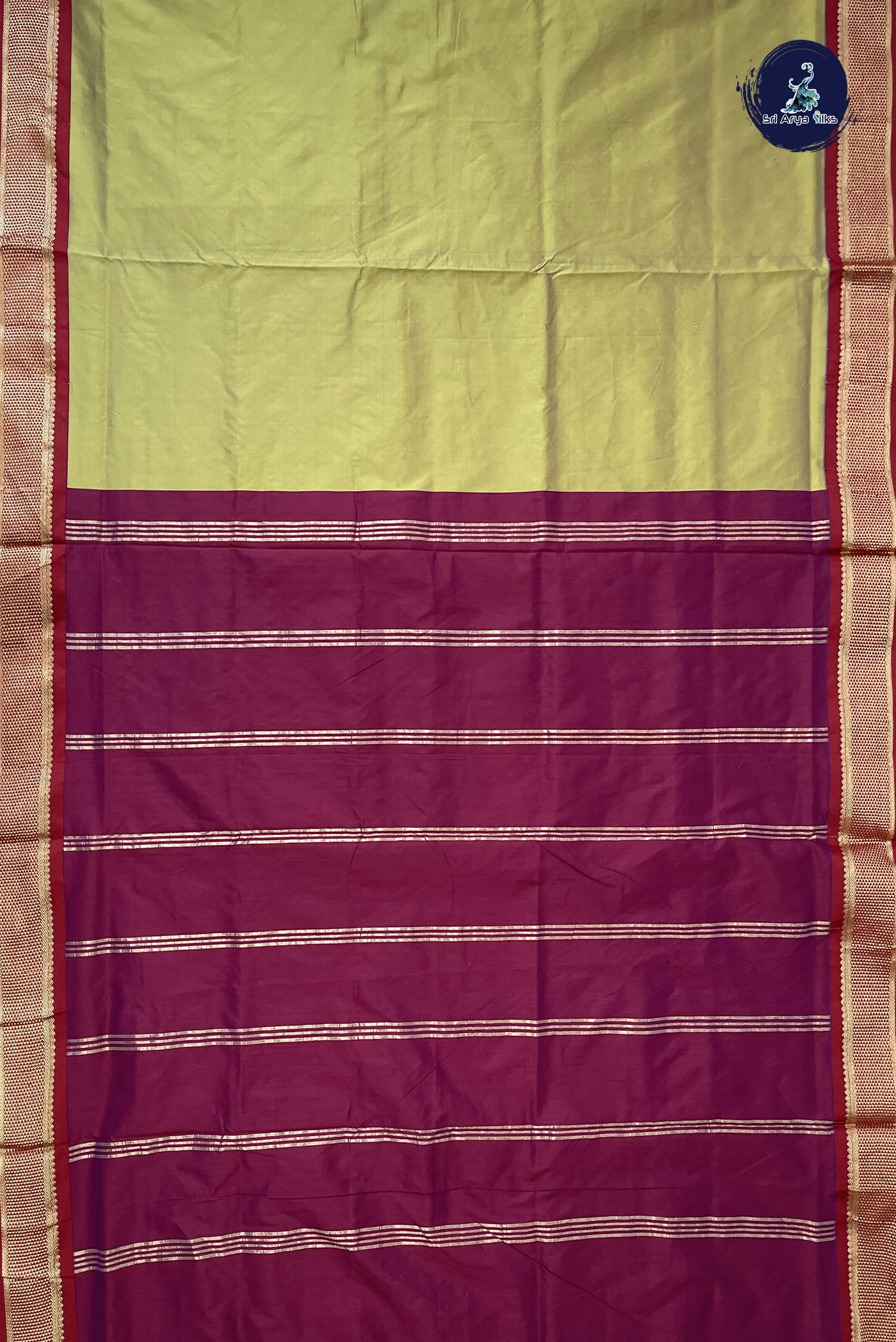 Elaichi Green Madisar Semi Silk Saree With Plain Pattern