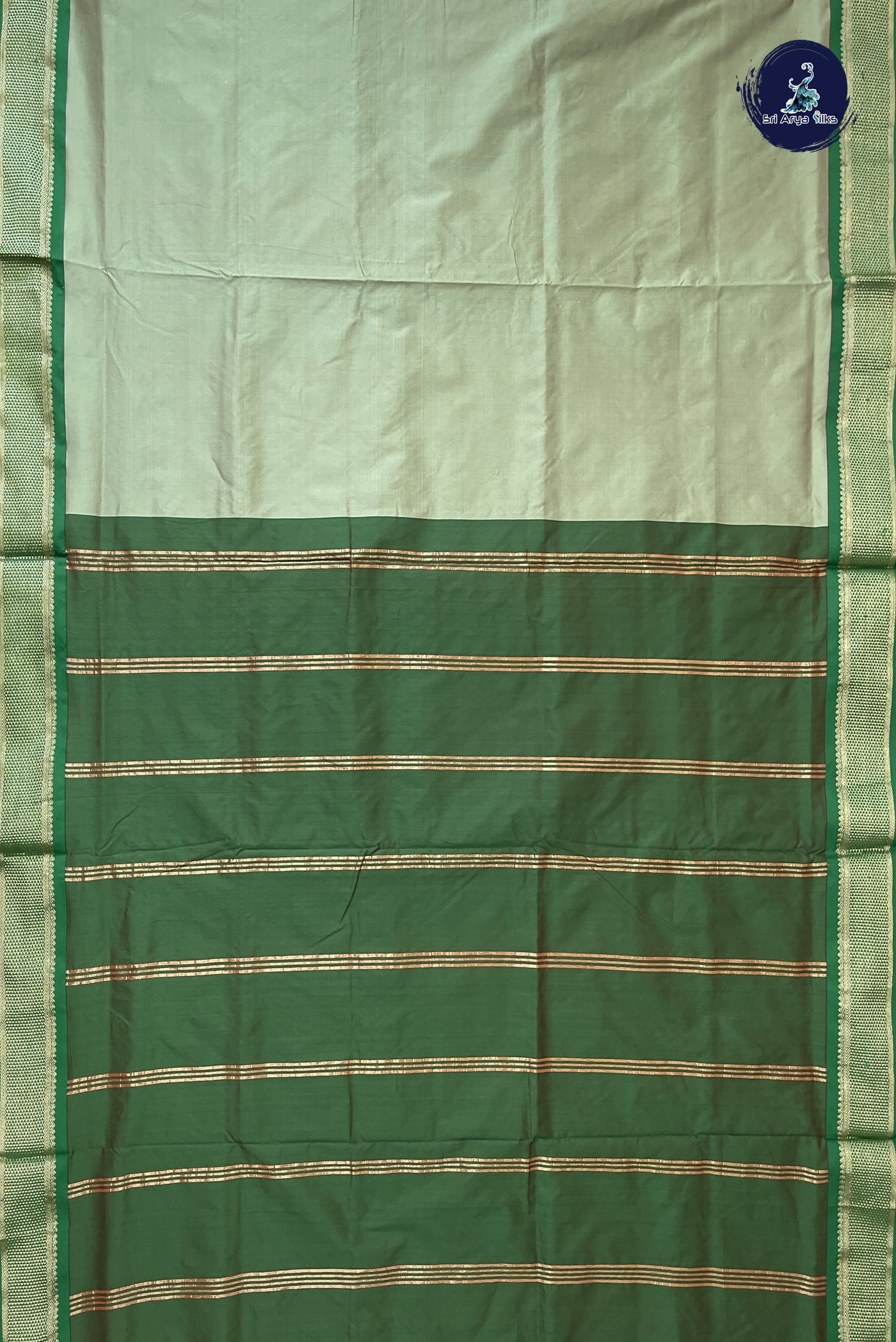 Pastel Green Madisar Semi Silk Saree With Plain Pattern