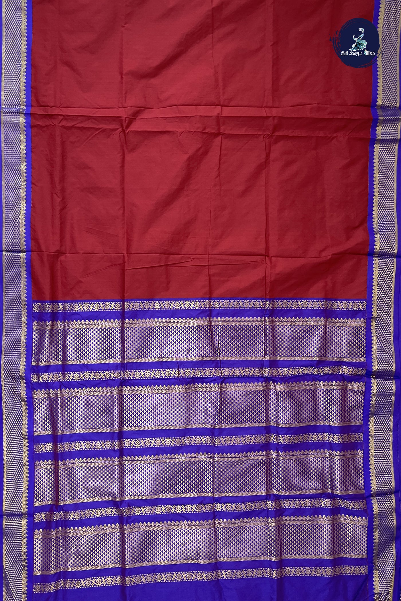 Maroon Madisar Semi Silk Saree With Plain Pattern