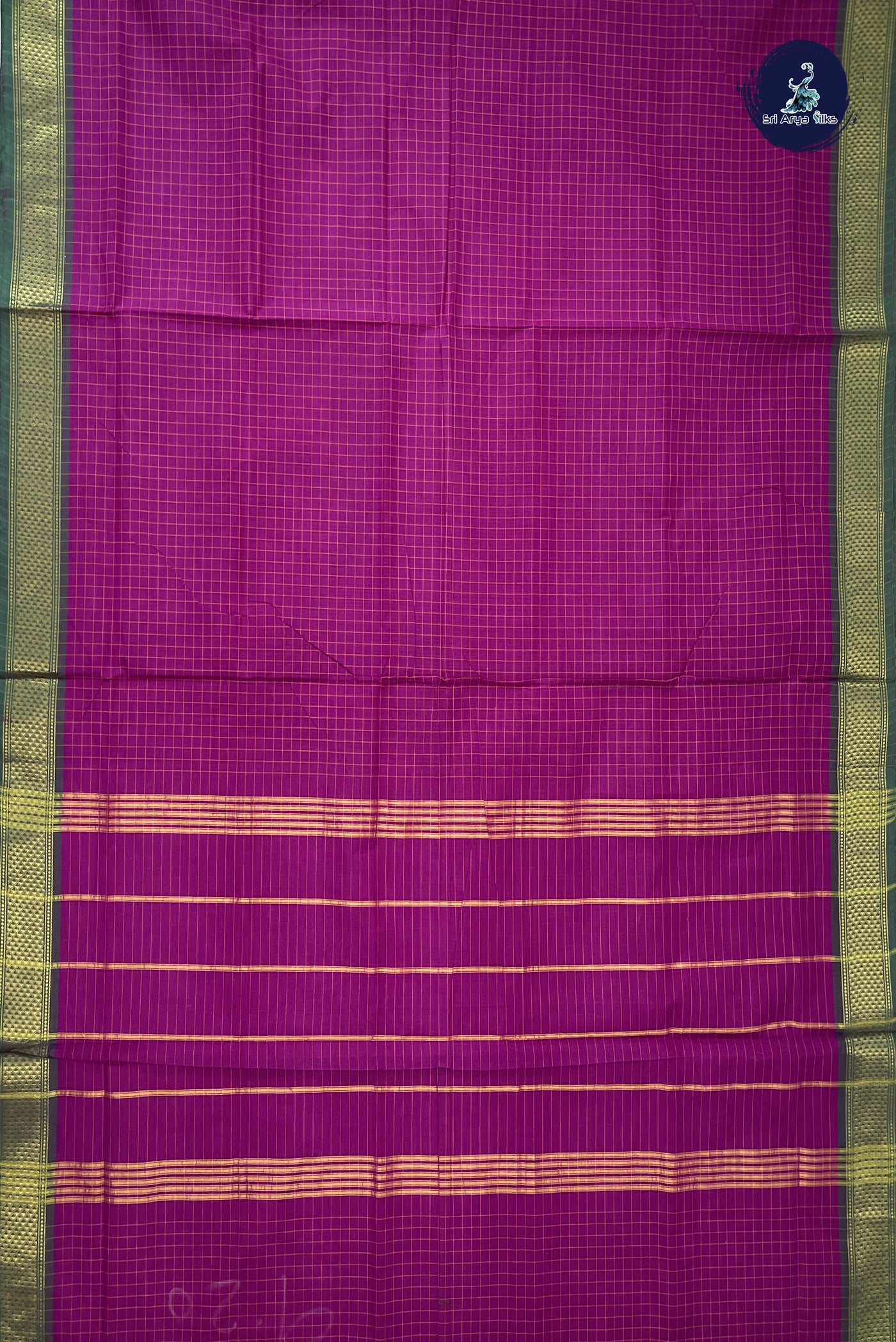 Vadamalli 10 Yards Madisar Cotton Saree With Checked Pattern
