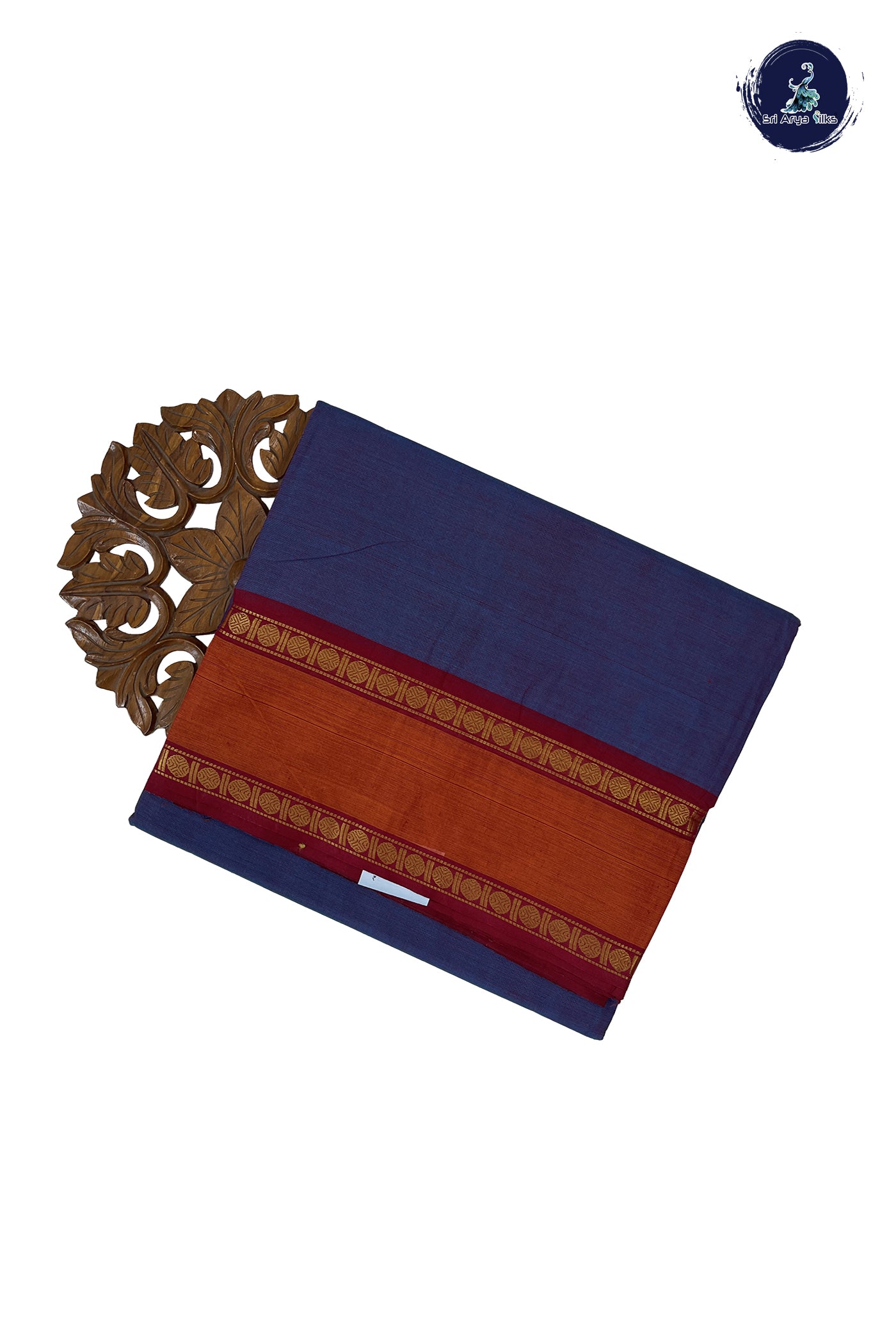 Dual Tone Blue 10 Yards Madisar Cotton Saree With Plain Pattern