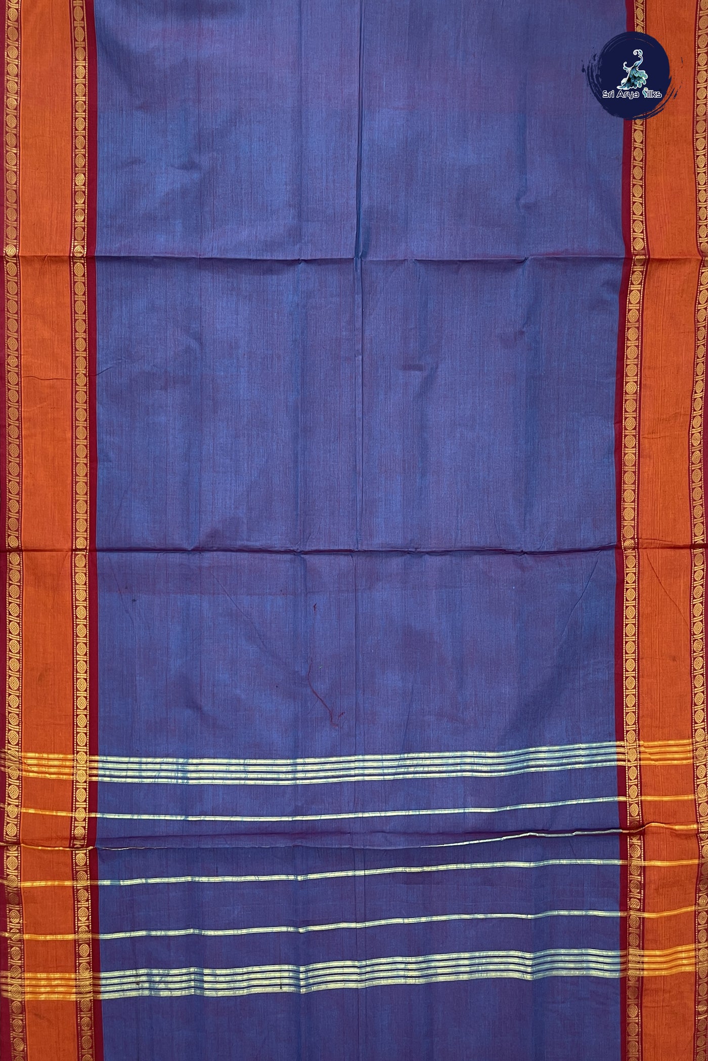 Dual Tone Blue 10 Yards Madisar Cotton Saree With Plain Pattern