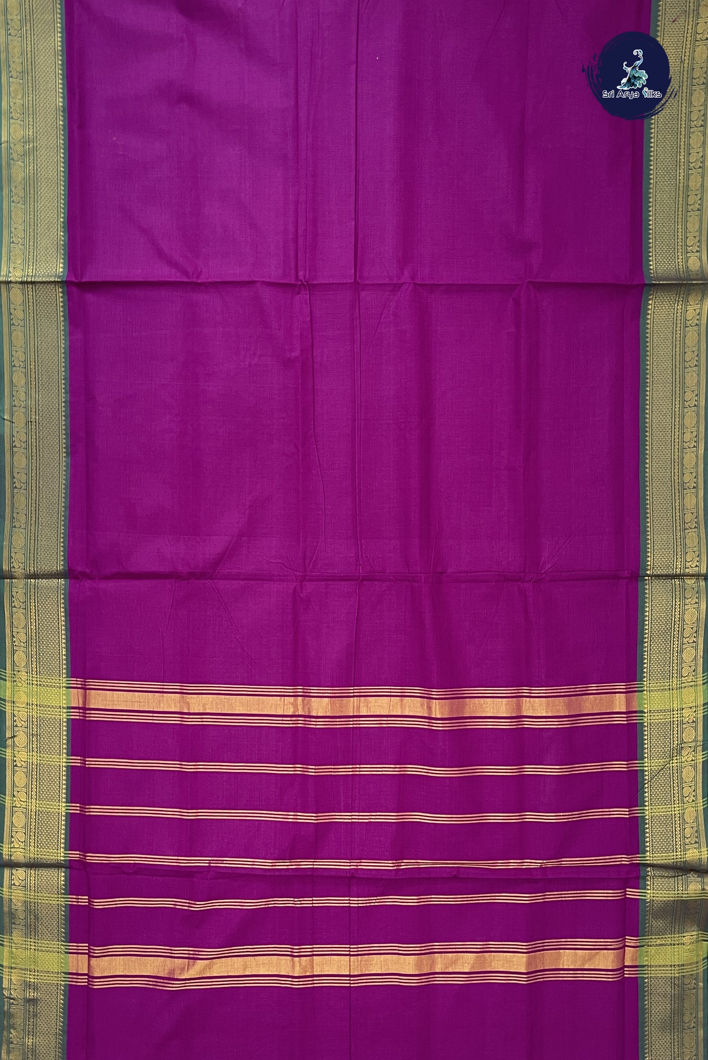 Magenta 10 Yards Madisar Cotton Saree With Plain Pattern