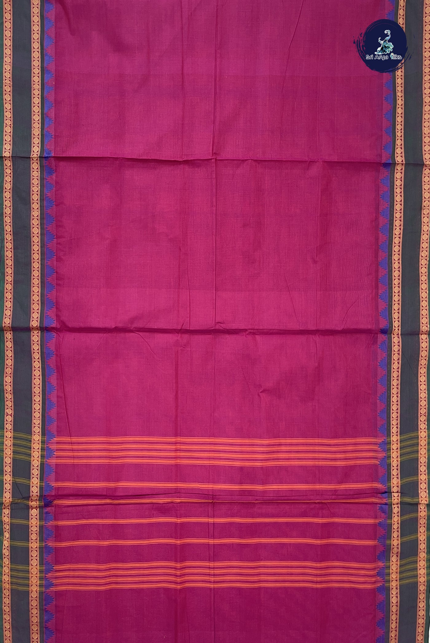 Pink 10 Yards Madisar Cotton Saree With Plain Pattern