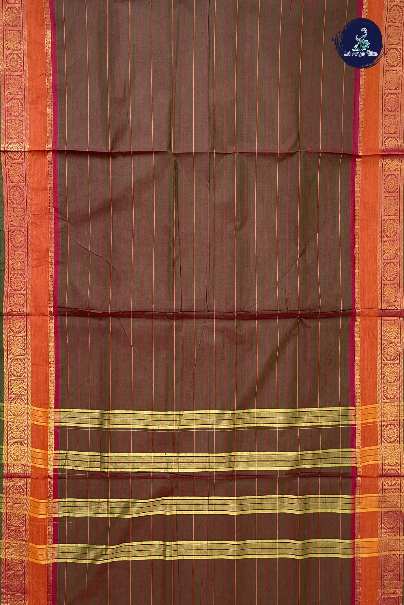 Manthulir 10 Yards Madisar Cotton Saree With Stripes Pattern