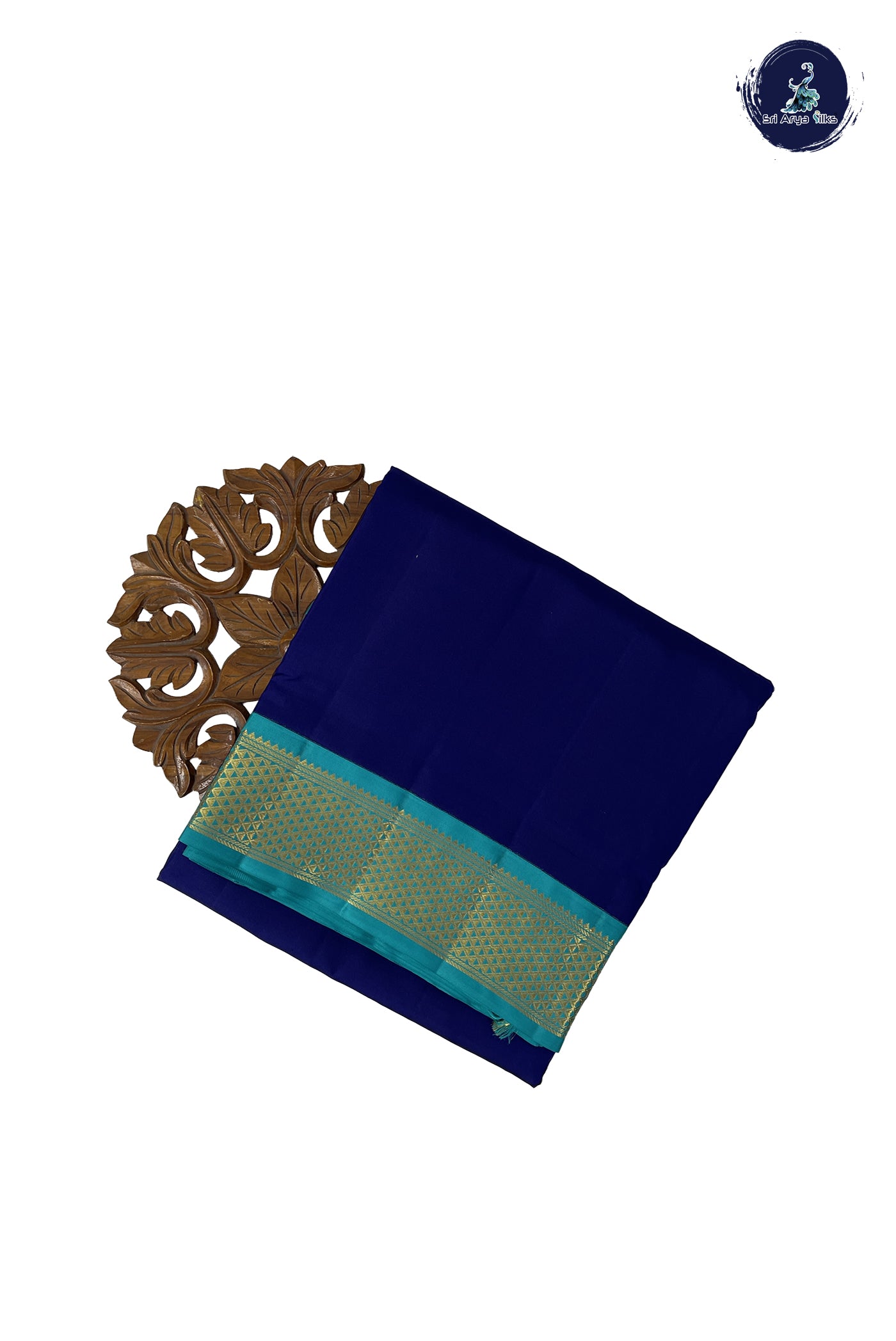 Blue Madisar 10 Yards Silk Saree With Plain Pattern