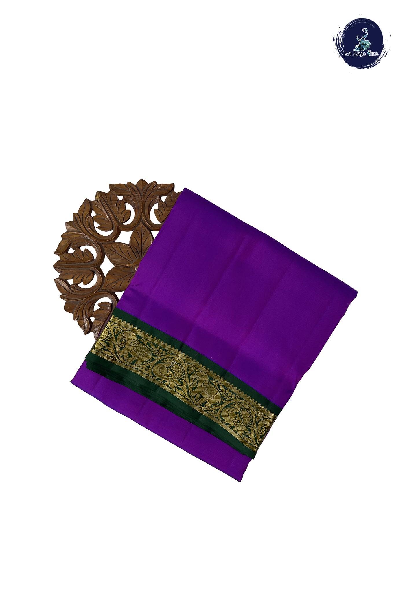 Purple Madisar 10 Yards Silk Saree With Plain Pattern