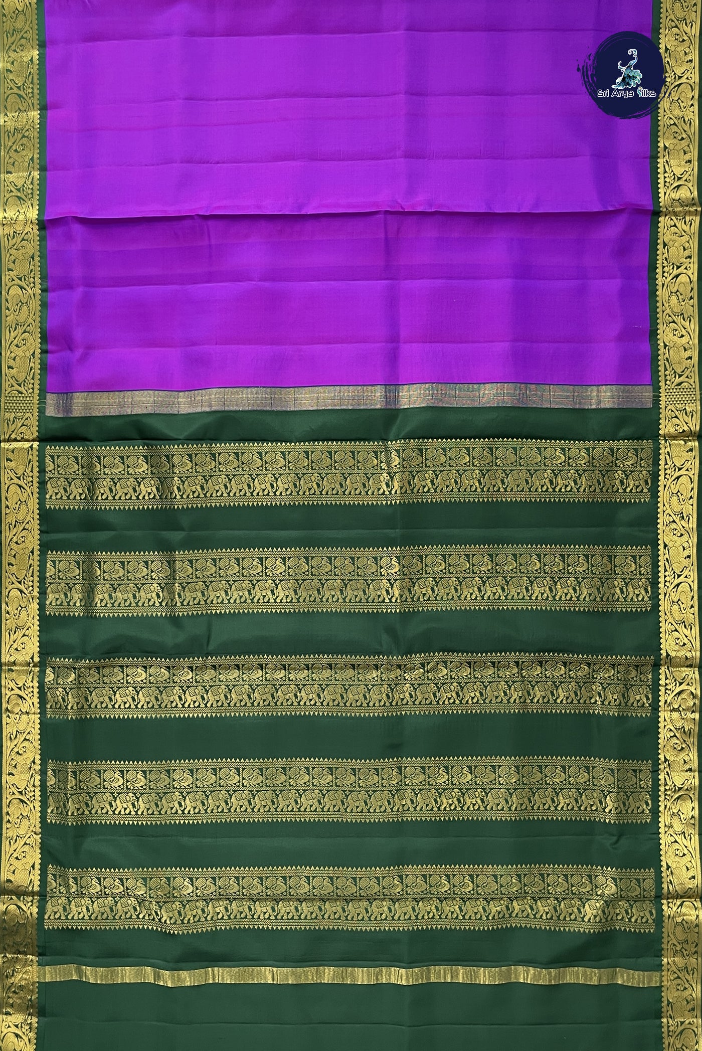 Purple Madisar 10 Yards Silk Saree With Plain Pattern