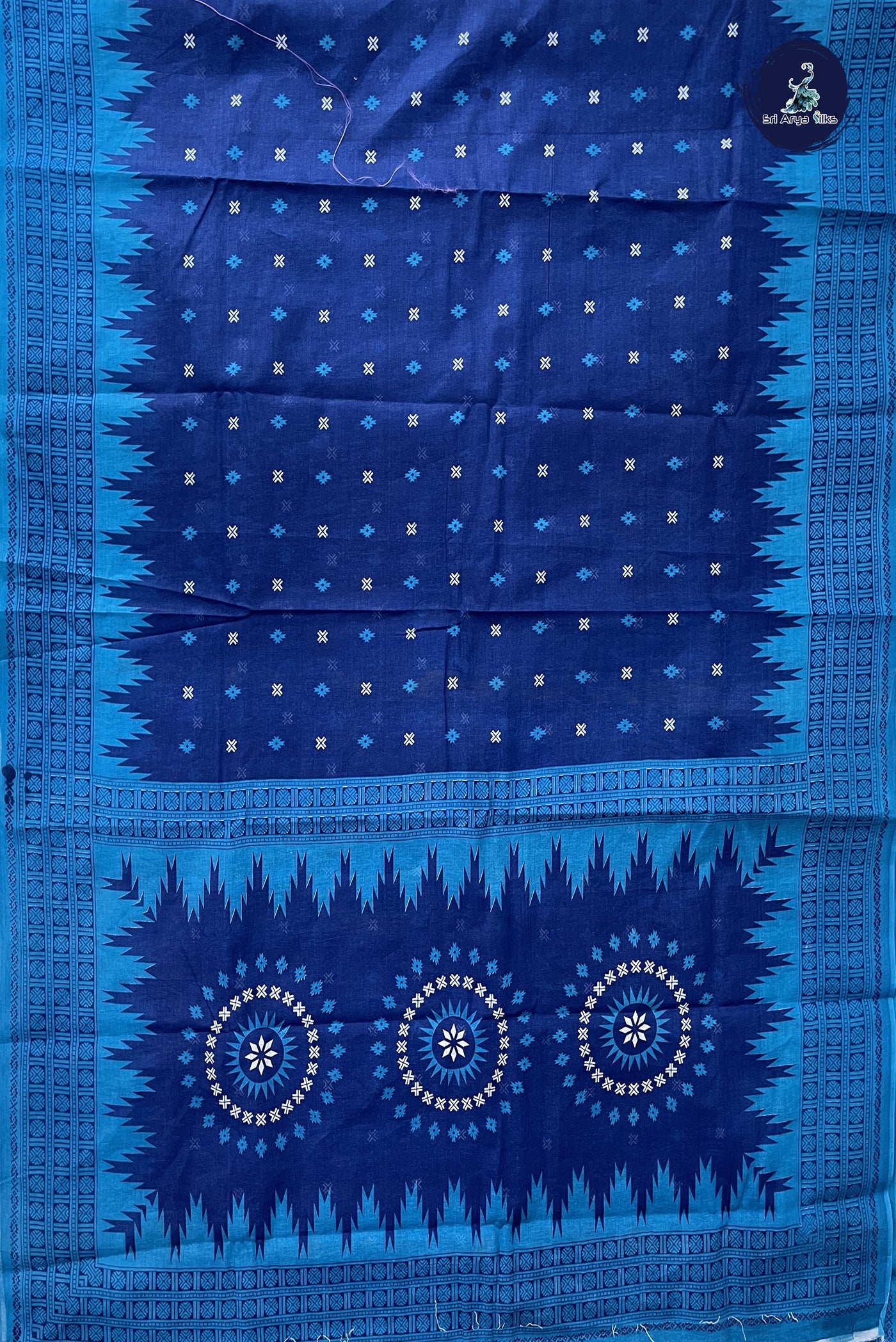 Blue 10.5 Yards Madisar Saree With Printed Pattern