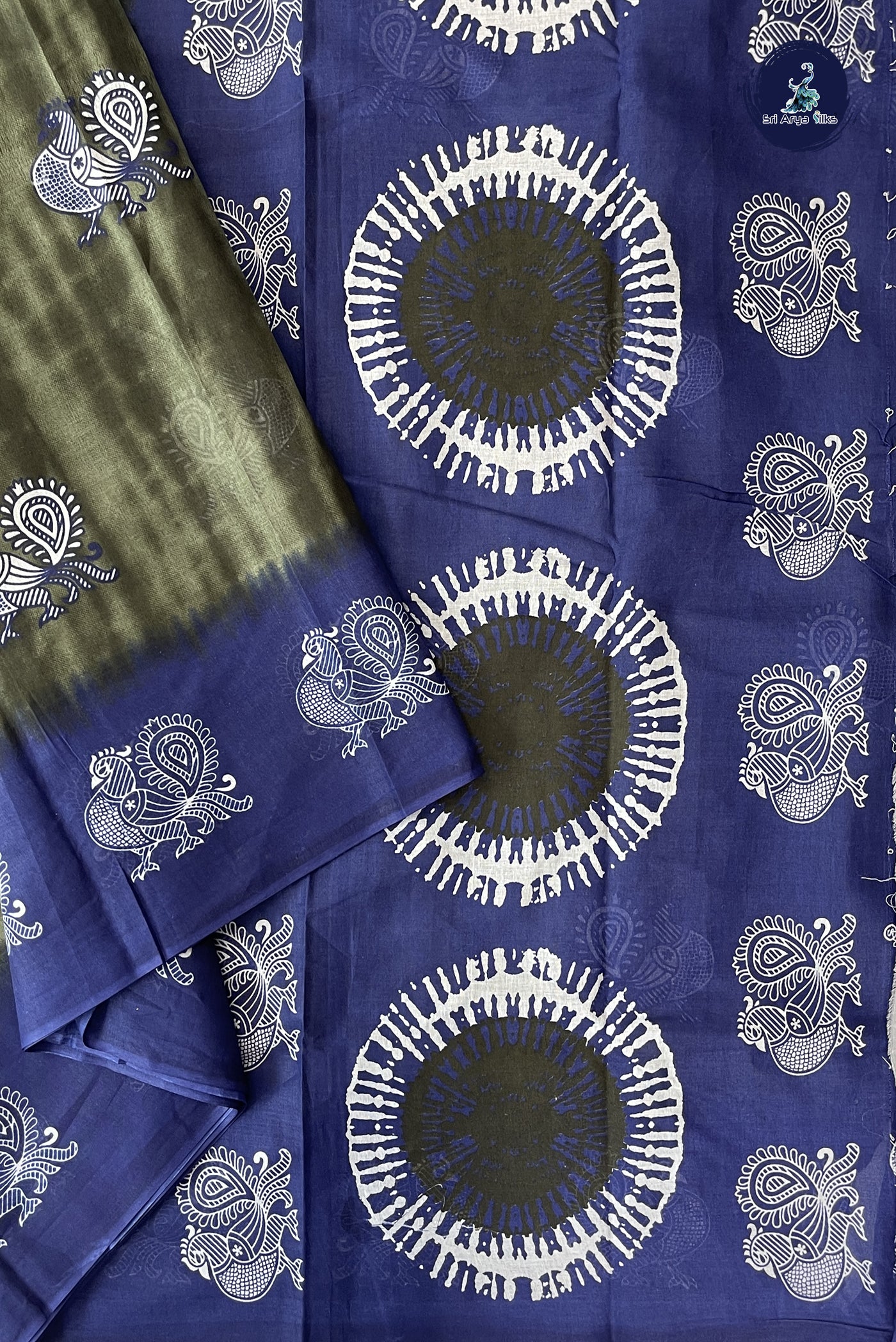 Green 10.5 Yards Madisar Saree With Printed Pattern