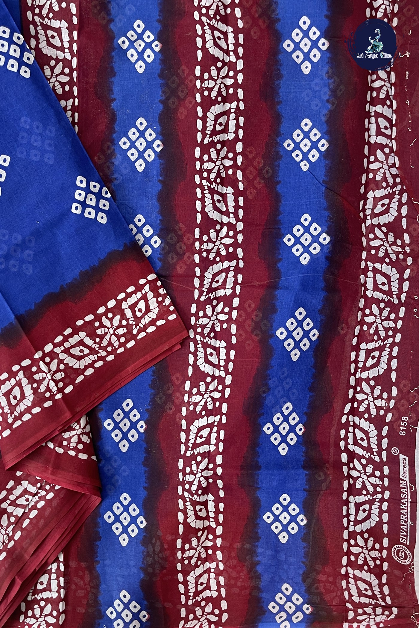 Royal Blue 10.5 Yards Madisar Saree With Printed Pattern