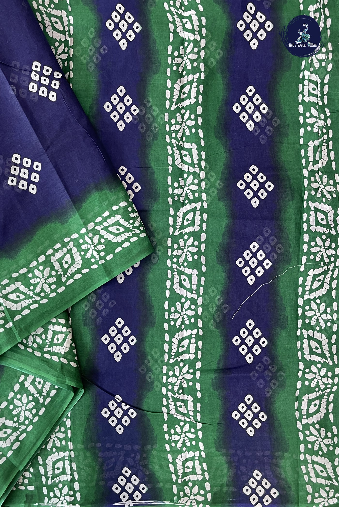 Navy Blue 10.5 Yards Madisar Saree With Printed Pattern