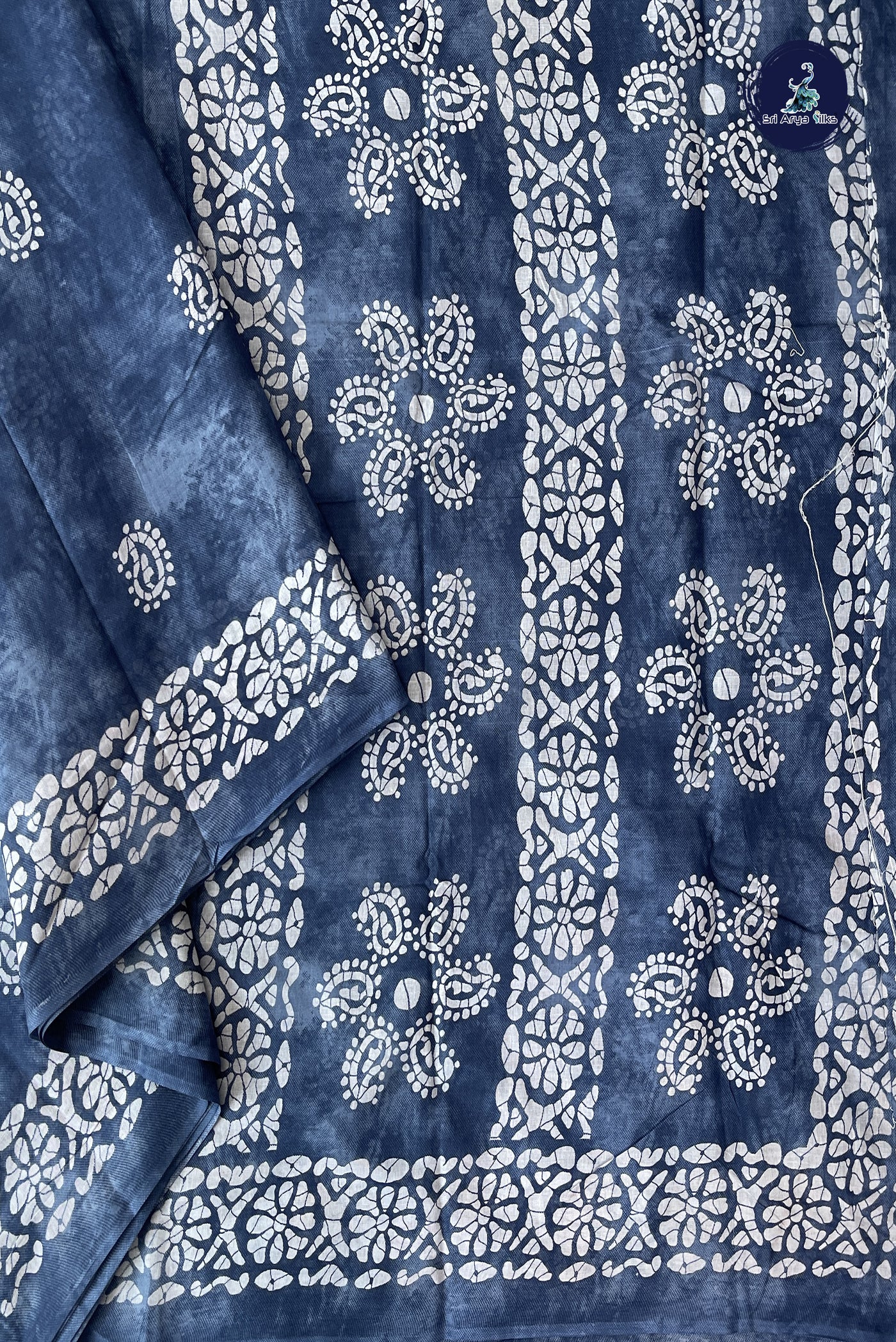 Blue 10.5 Yards Madisar Saree With Printed Pattern