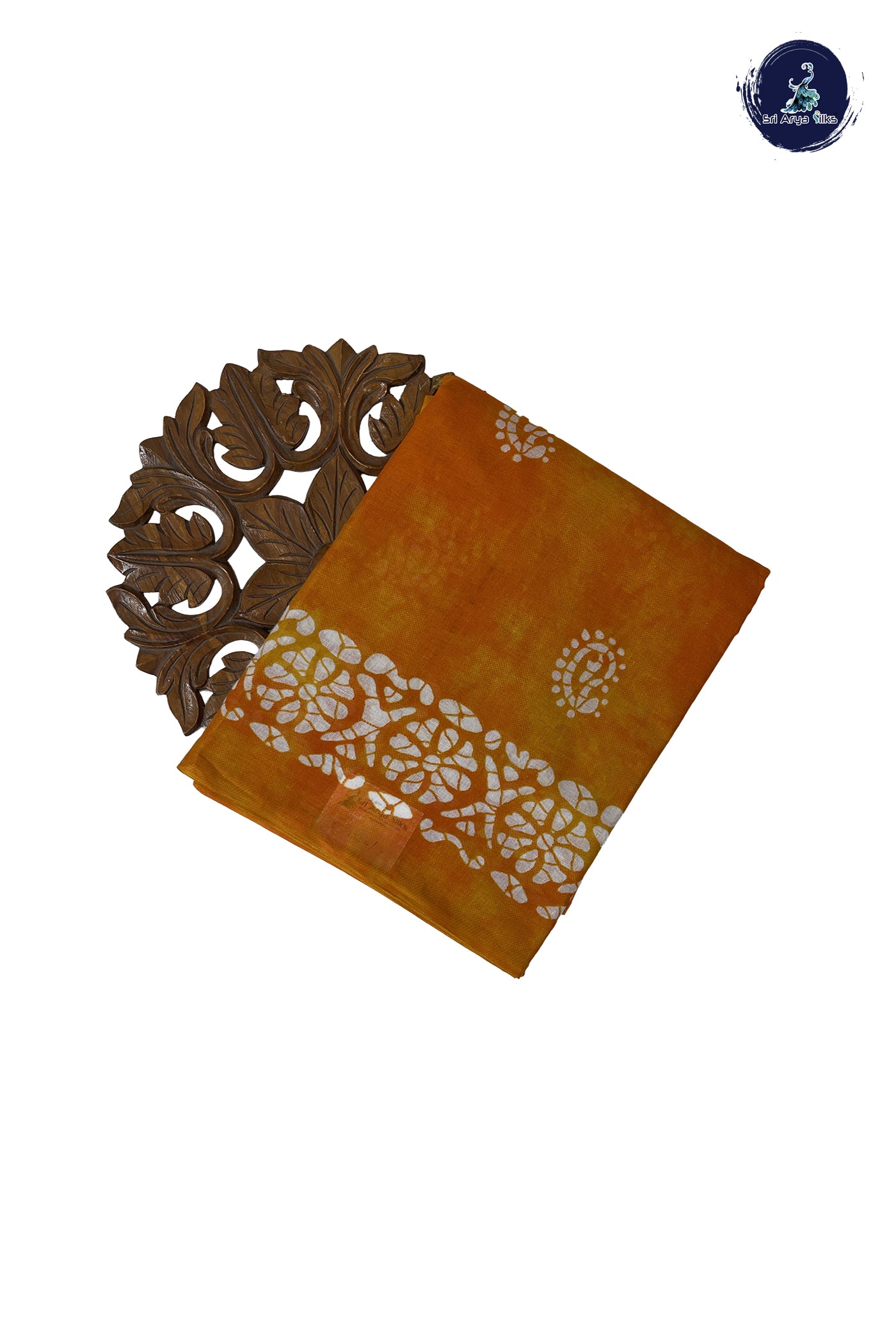 Yellowish Orange 10.5 Yards Madisar Saree With Printed Pattern
