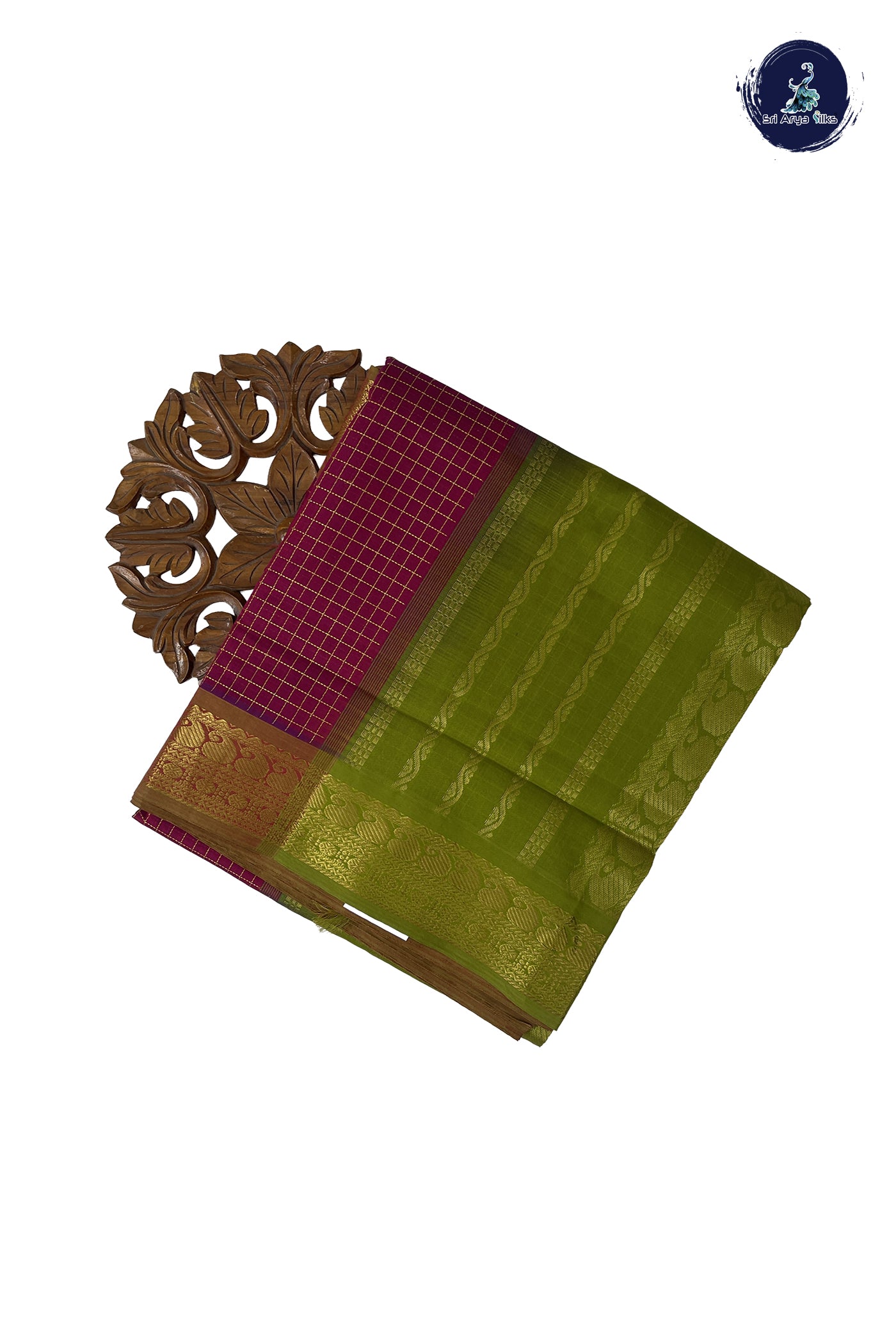 Pinkish Maroon Madisar Semi Silk Cotton Saree With Zari Checked Pattern
