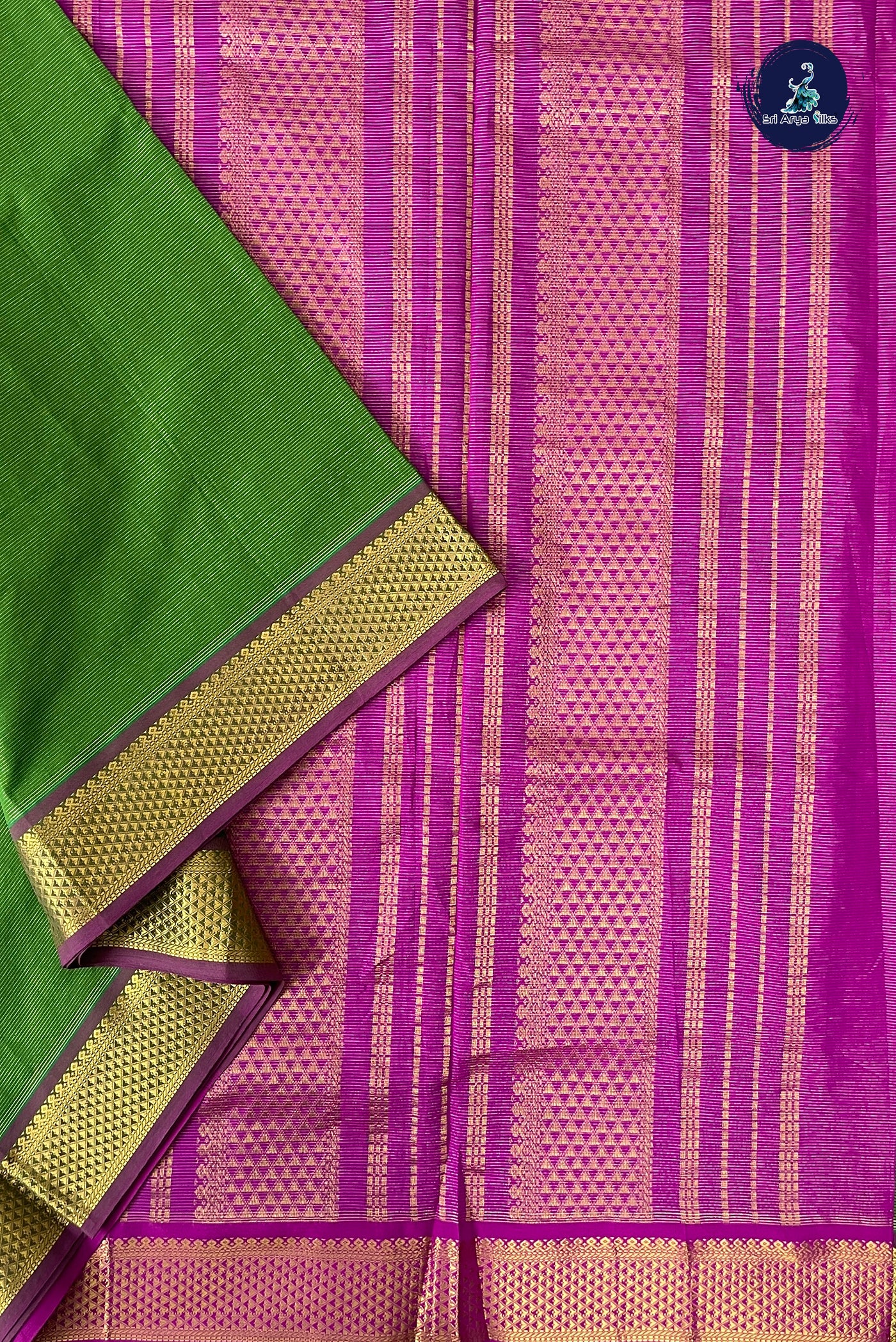 Green 11.5 Yards Madisar Saree With Vaira Oosi Pattern
