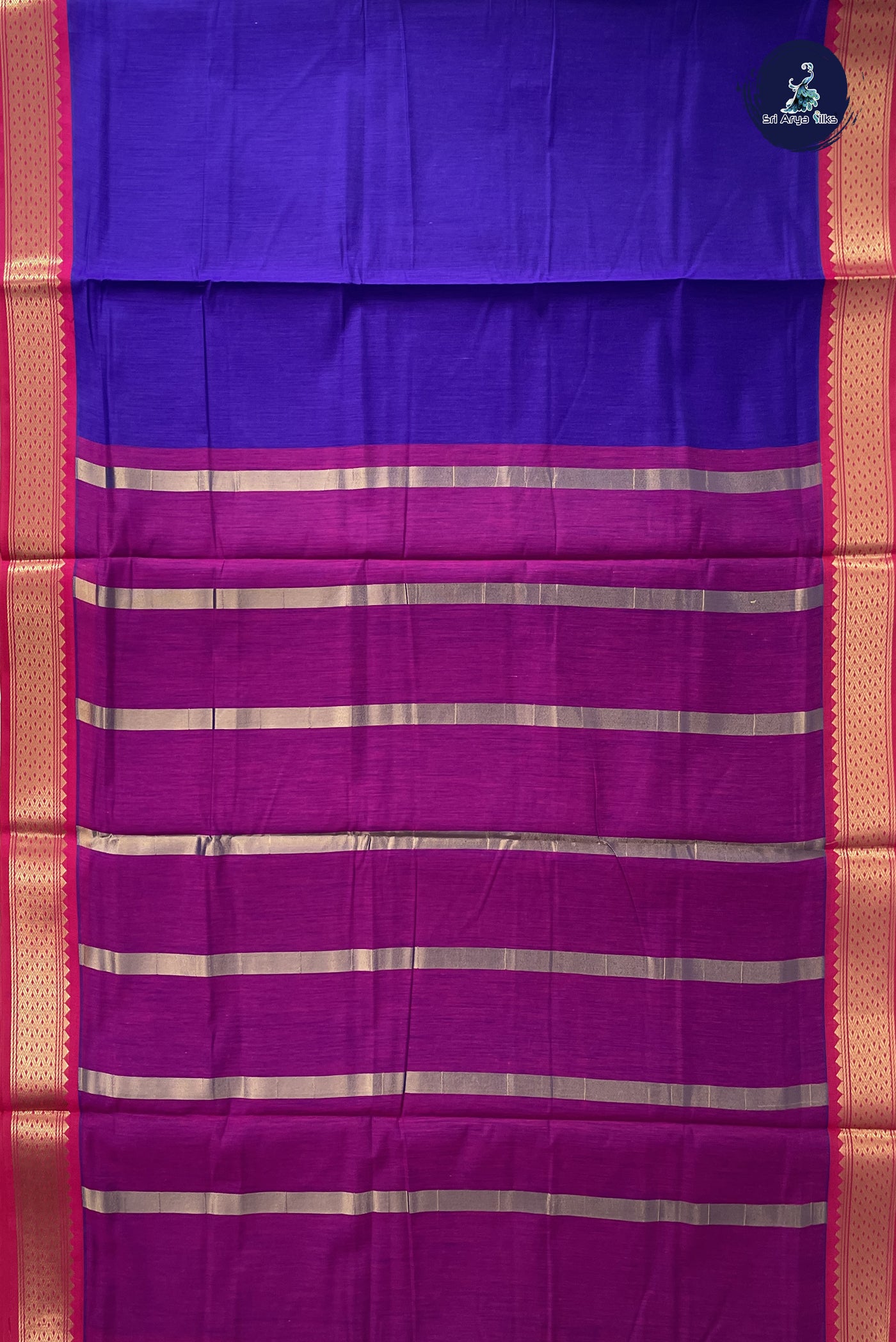 Violet Madisar Semi Silk Cotton Saree With Plain Pattern