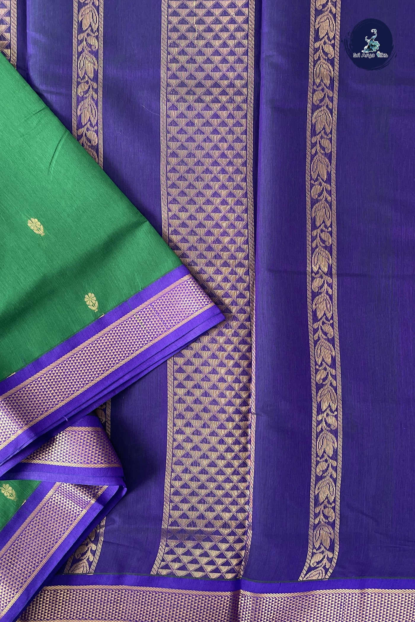 Green Madisar Semi Silk Cotton Saree With Zari Buttas Pattern