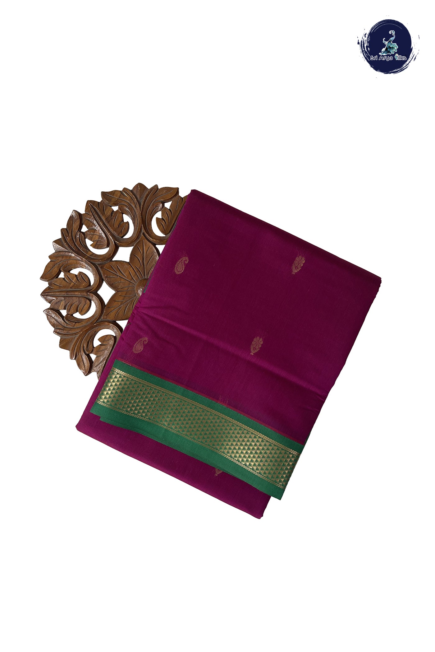 Burgundy Madisar Semi Silk Cotton Saree With Zari Buttas Pattern