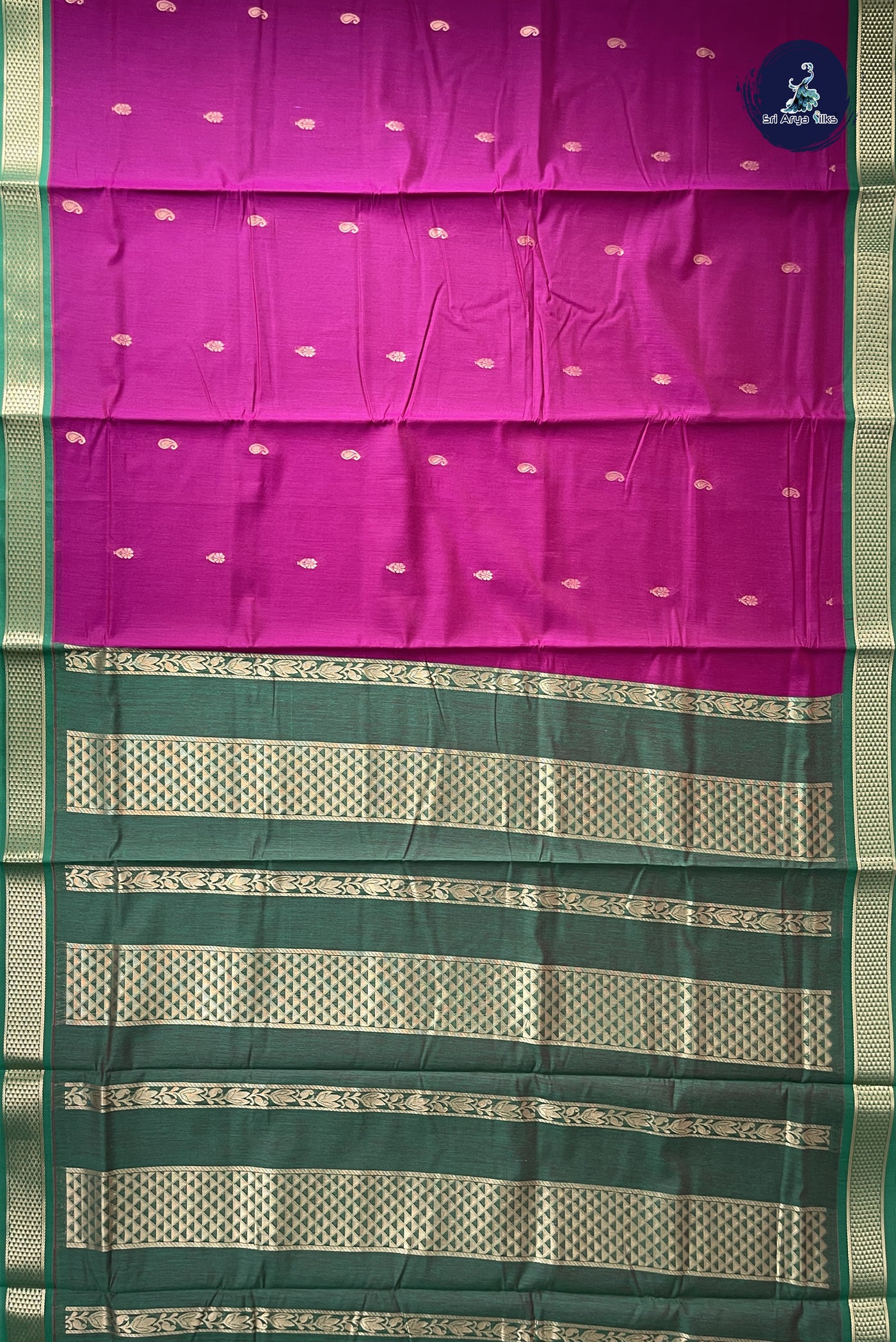 Burgundy Madisar Semi Silk Cotton Saree With Zari Buttas Pattern