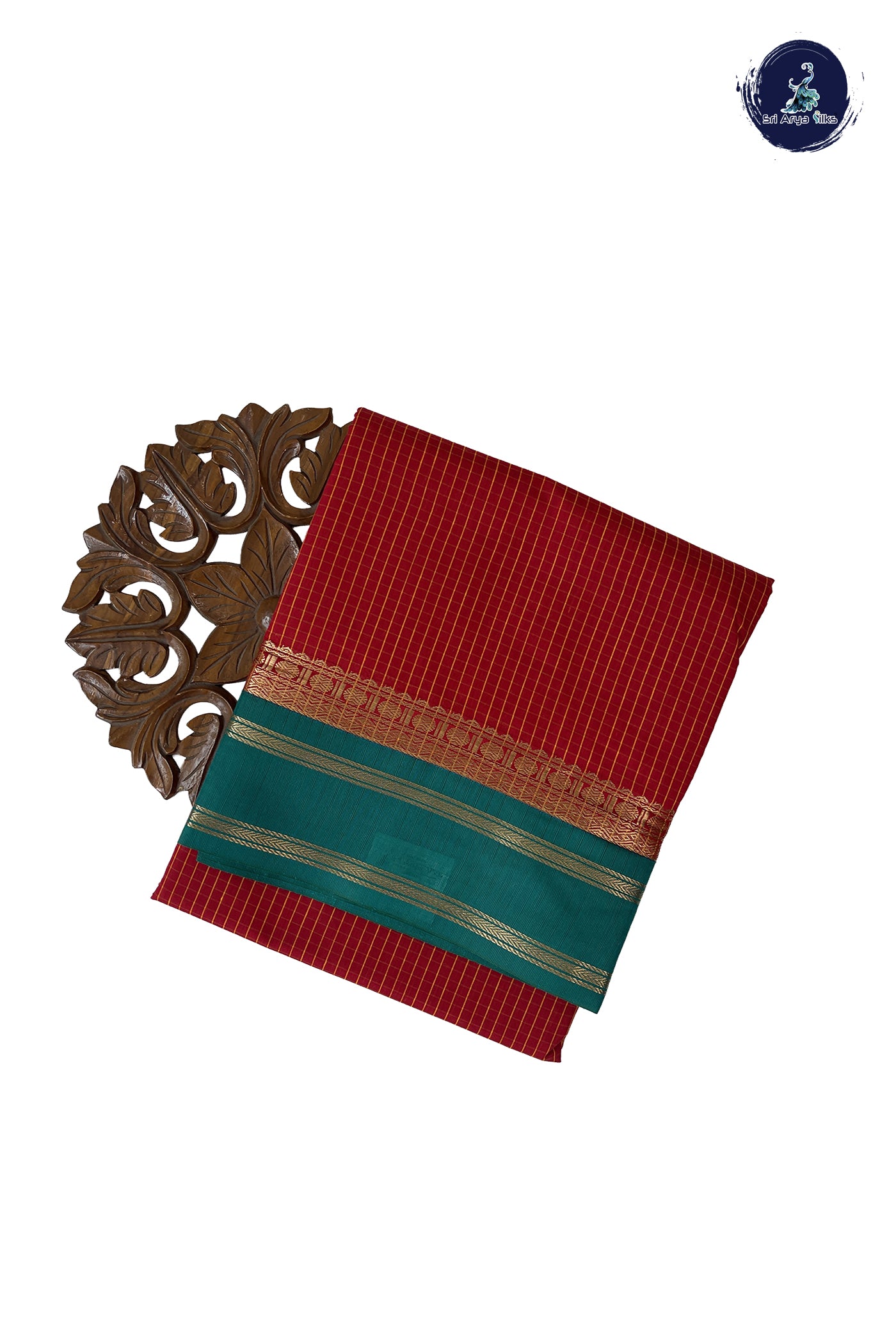 Red Madisar Semi Silk Cotton Saree With Checked Pattern