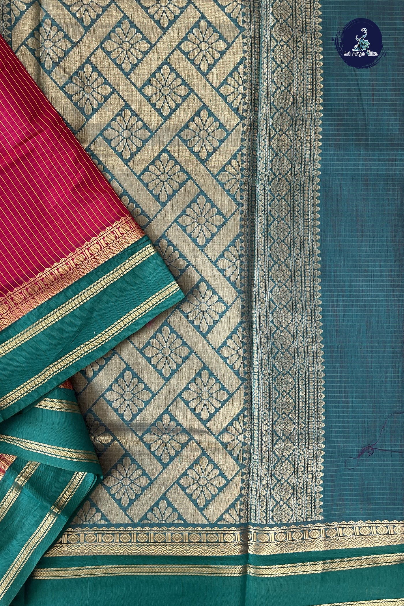 Dark Pink Madisar Semi Silk Cotton Saree With Checked Pattern