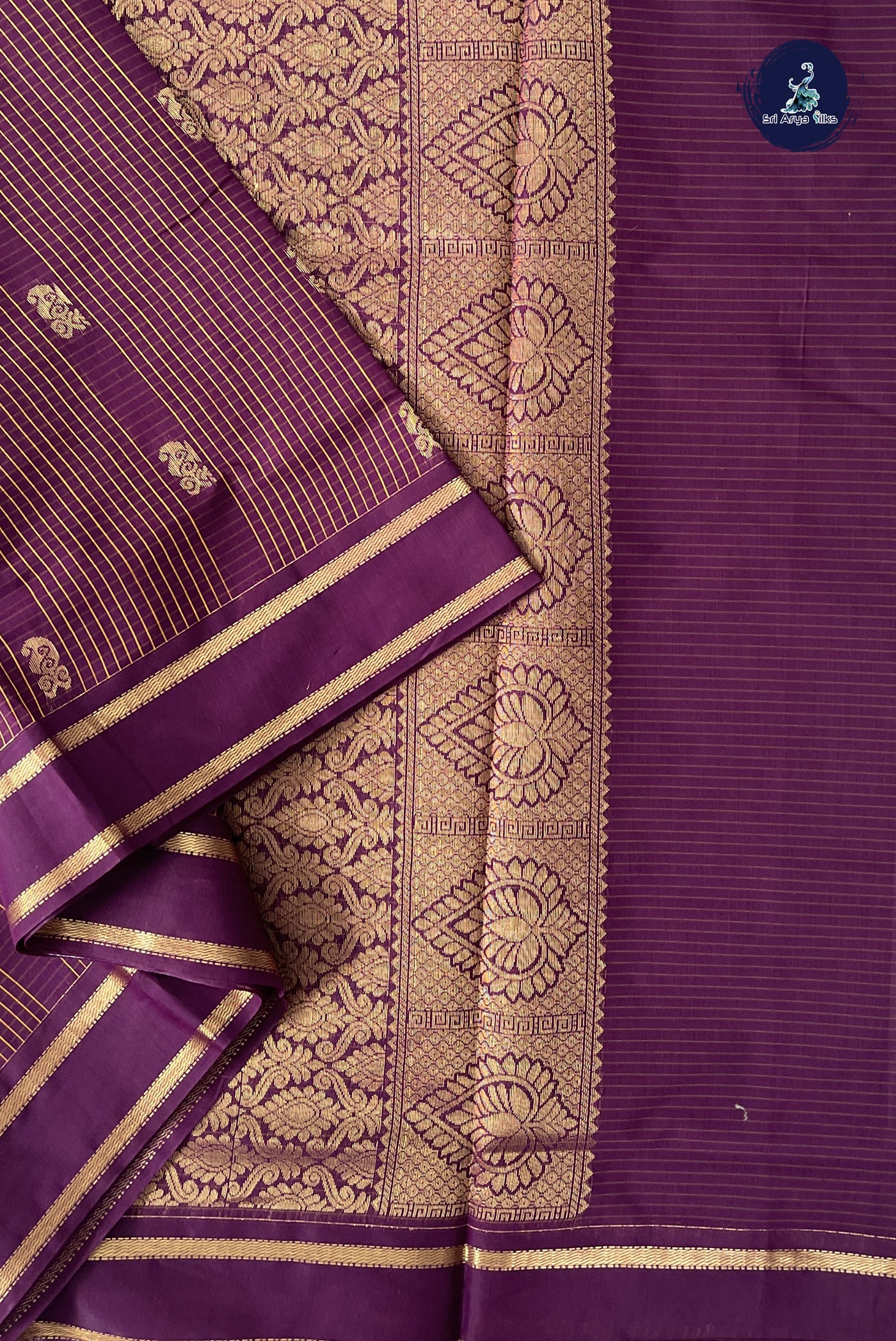 Dark Brinjal Madisar Semi Silk Cotton Saree With Checked Pattern