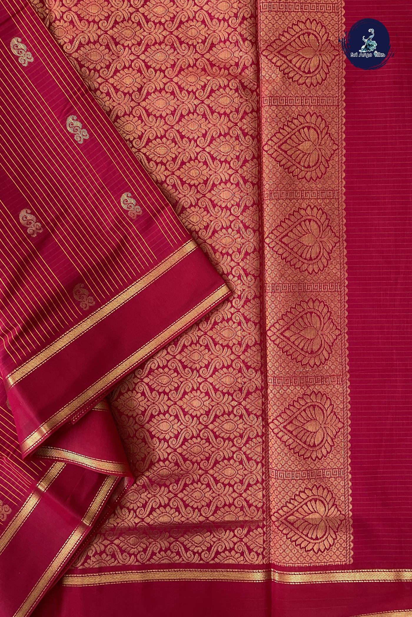 Dark Pink Madisar Semi Silk Cotton Saree With Checked Pattern