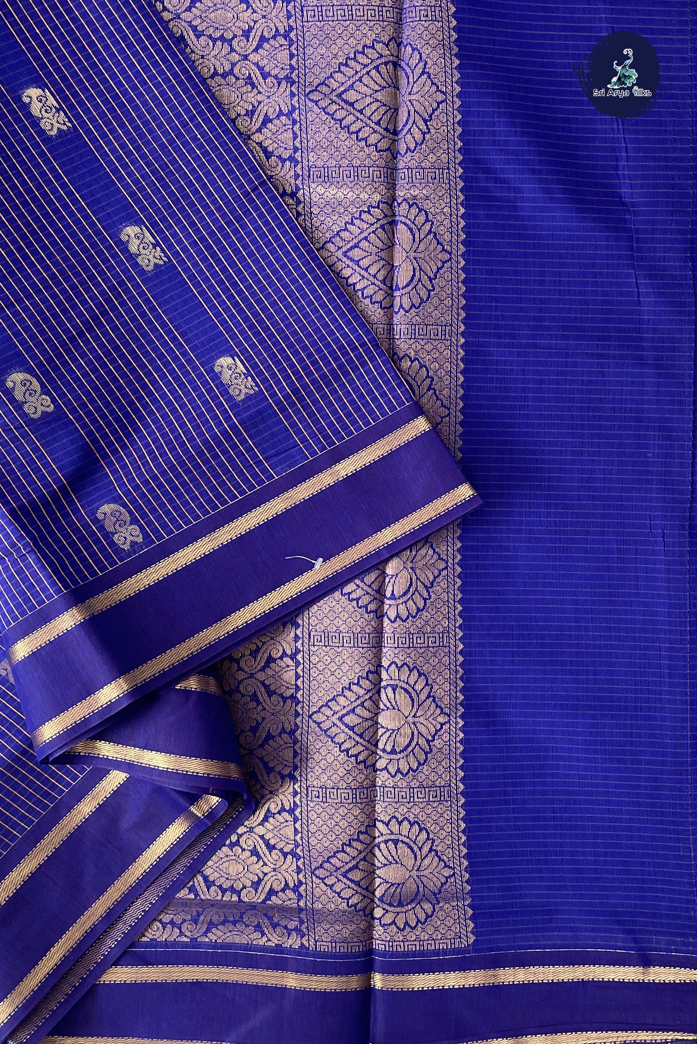 MS Blue Madisar Semi Silk Cotton Saree With Checked Pattern