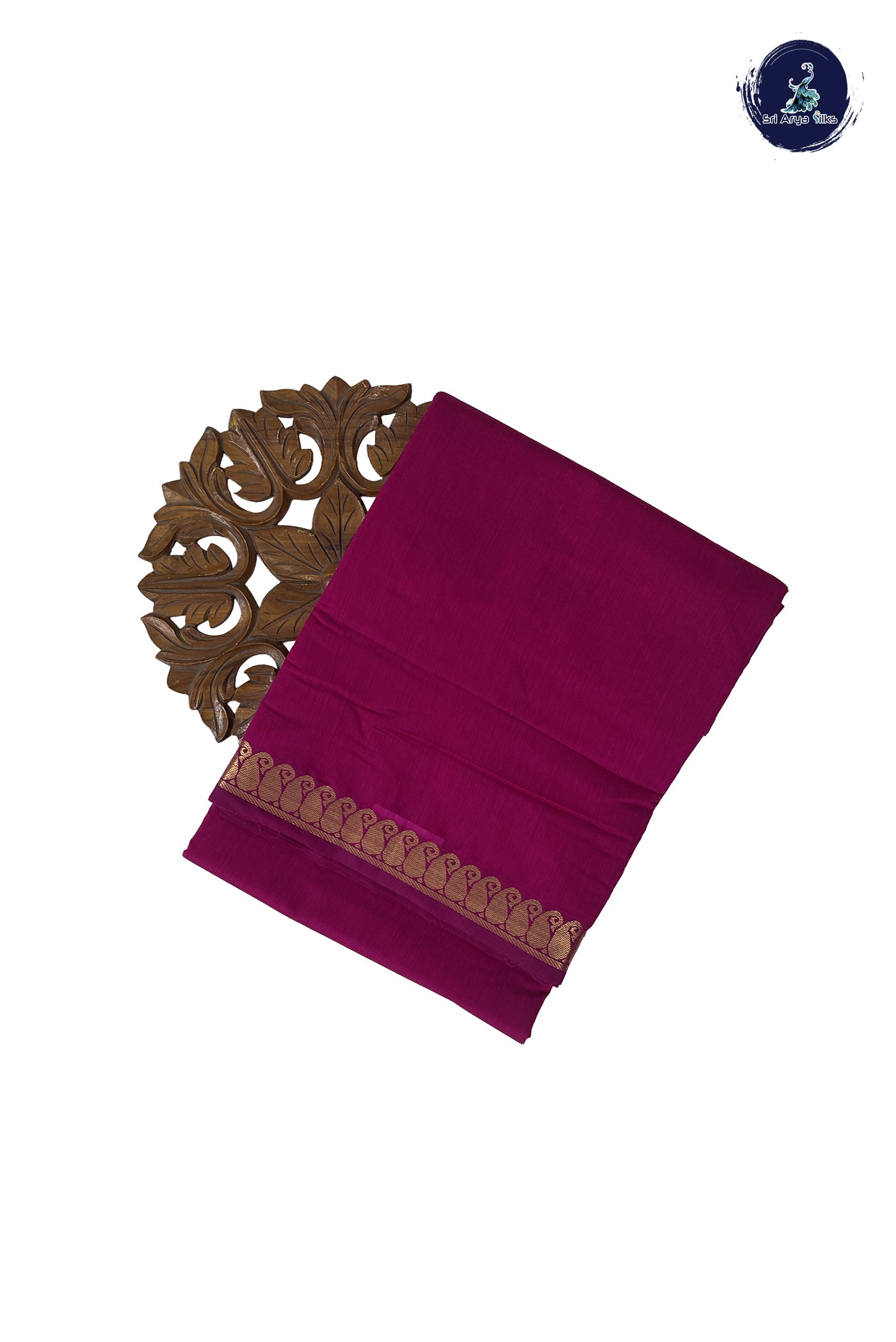 Magenta Pink Madisar Semi Silk Cotton Saree With Plain Pattern