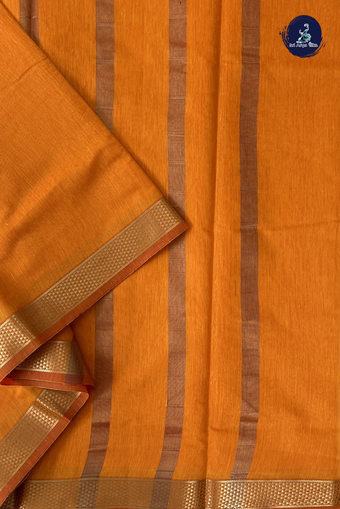 Yellow Madisar Semi Silk Cotton Saree With Plain Pattern