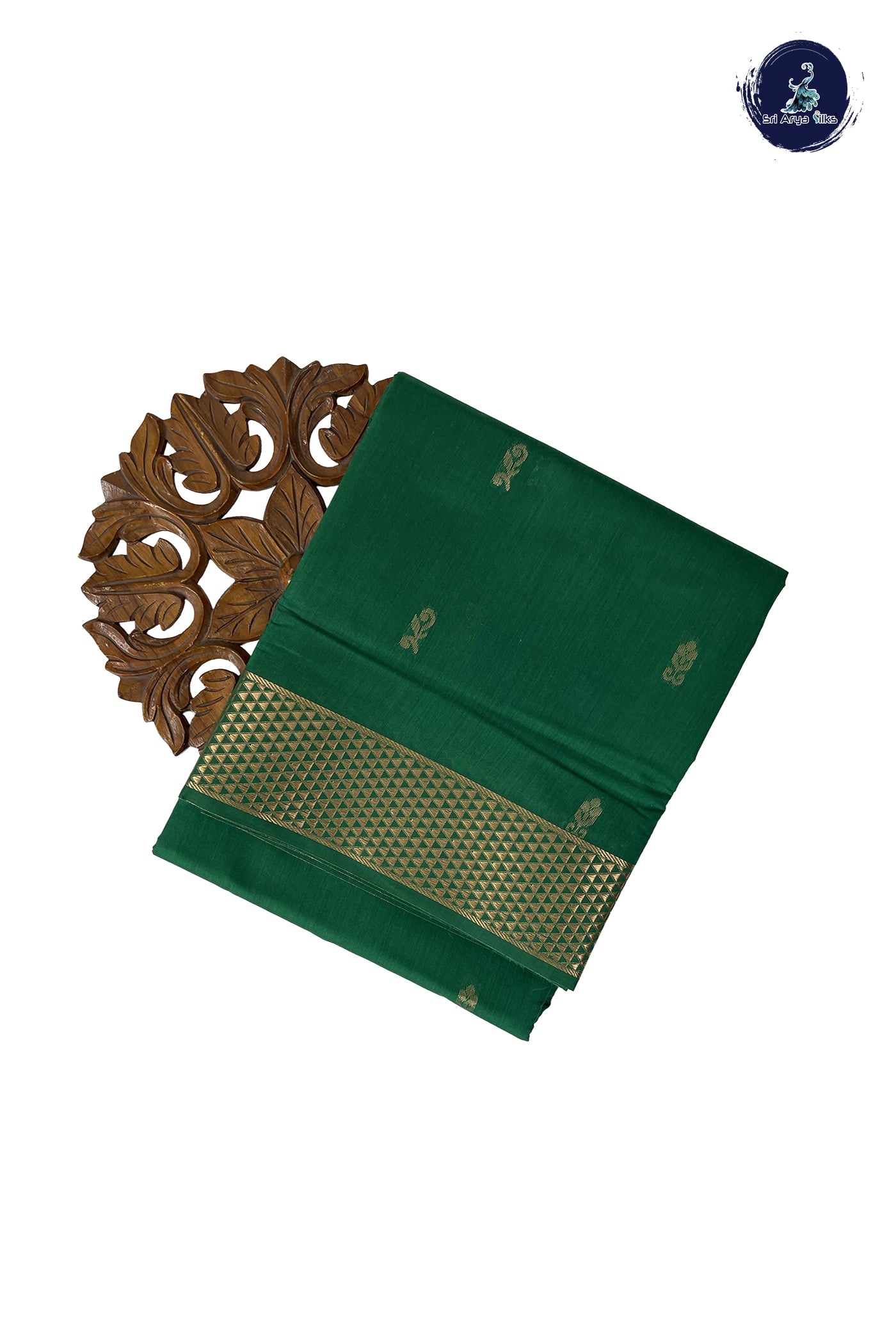 Green Madisar Semi Silk Cotton Saree With Zari Buttas Pattern