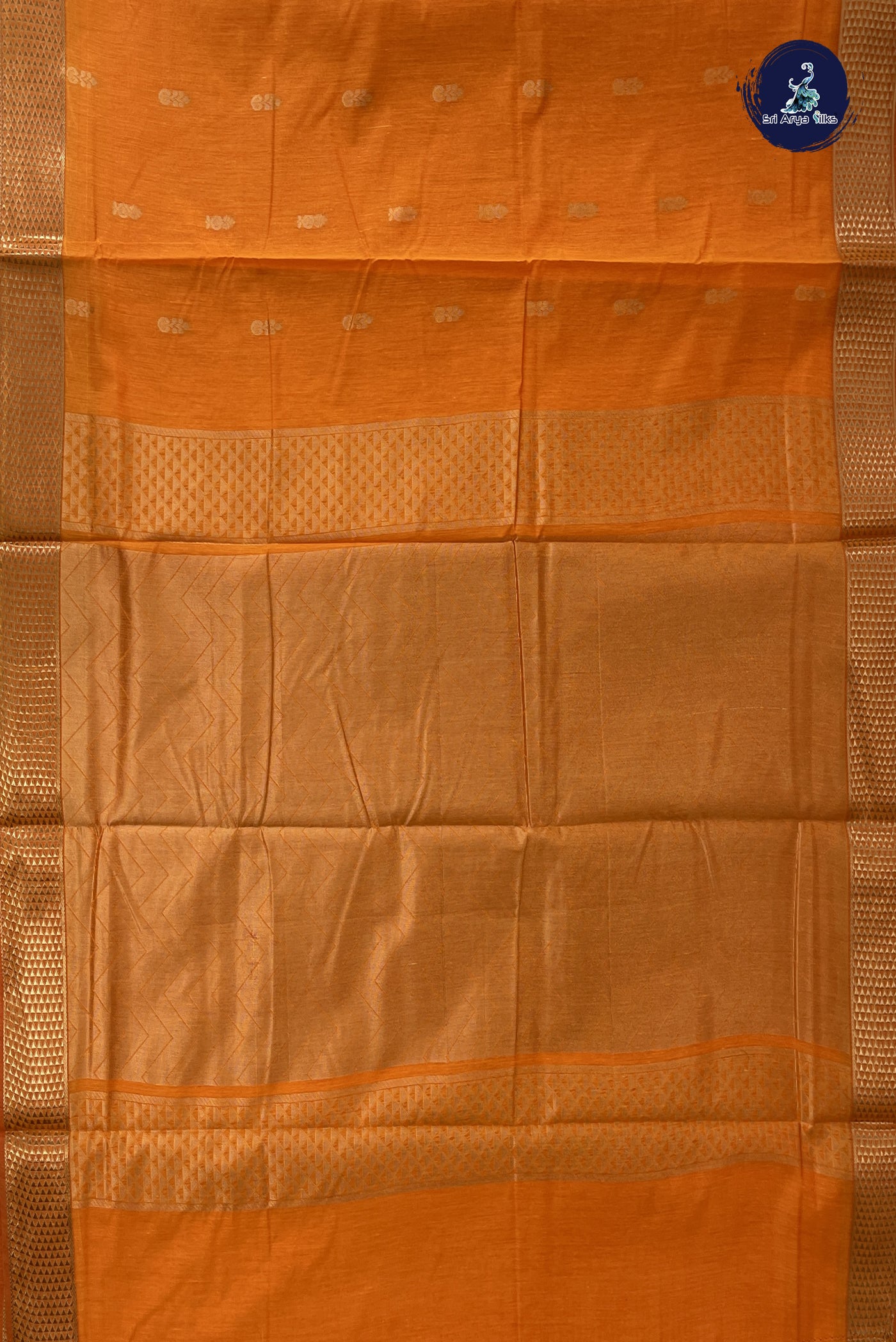 Yellow Madisar Semi Silk Cotton Saree With Zari Buttas Pattern