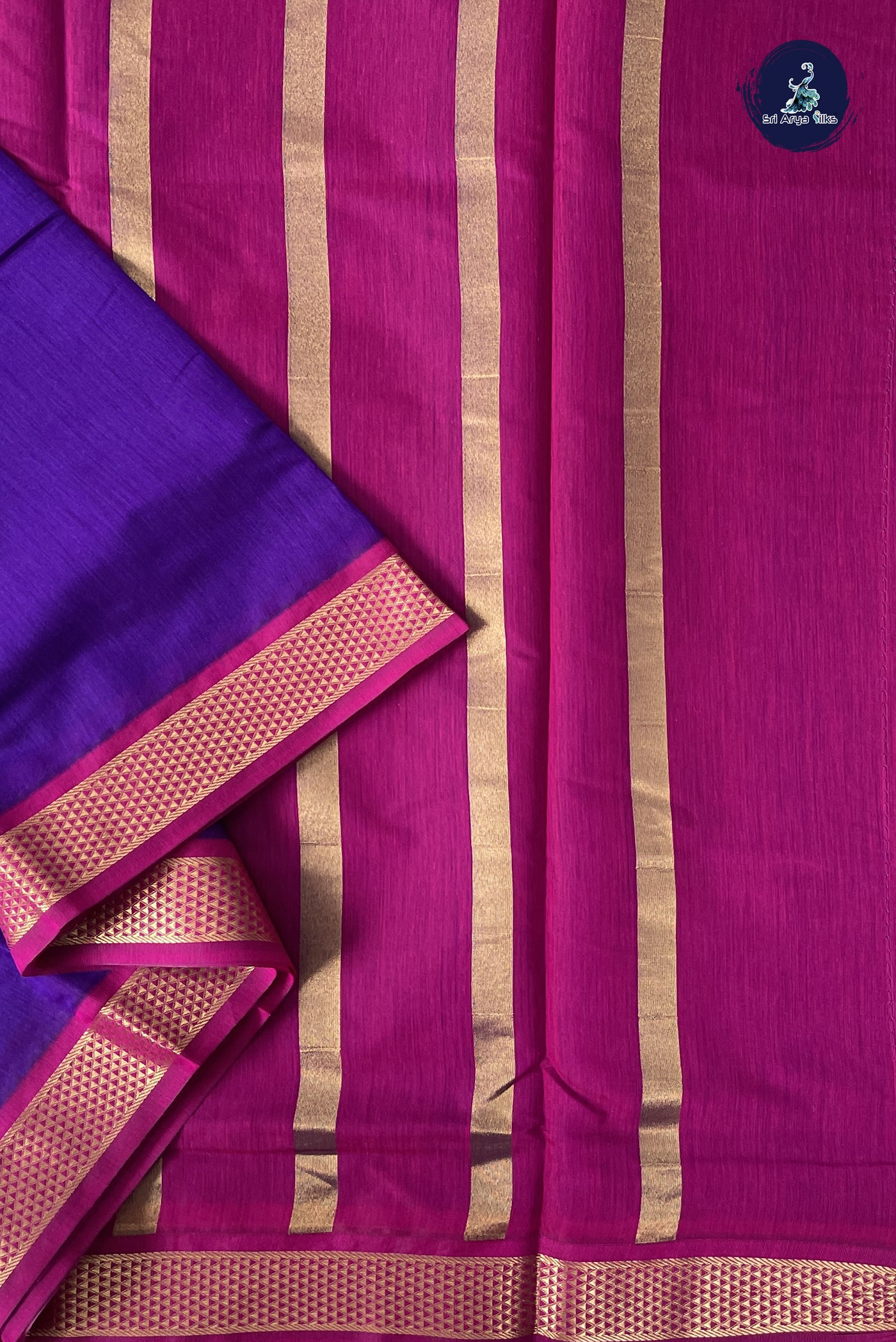 Violet Madisar Semi Silk Cotton Saree With Plain Pattern